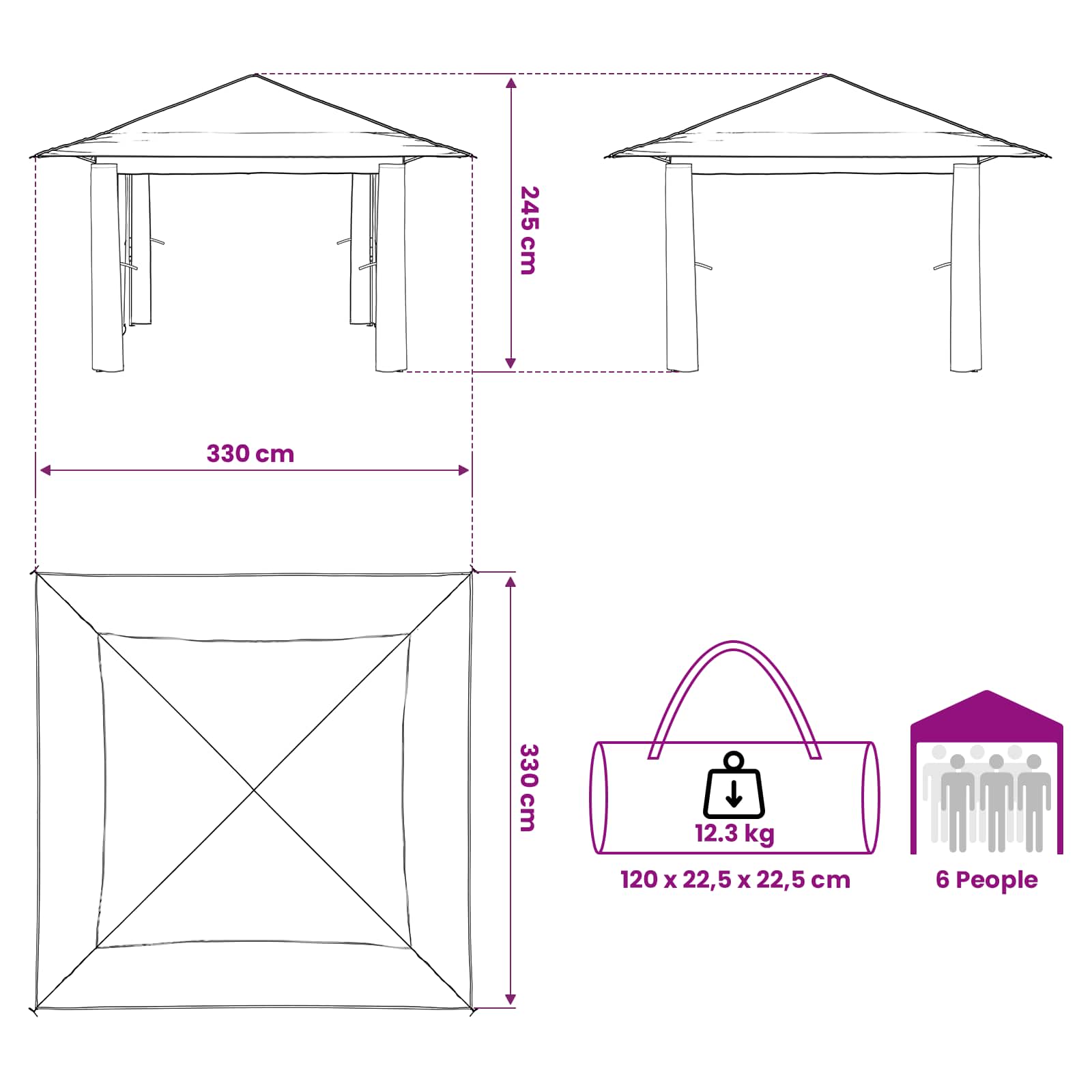 Gazebo ohne Seitenwand Beige und Braun