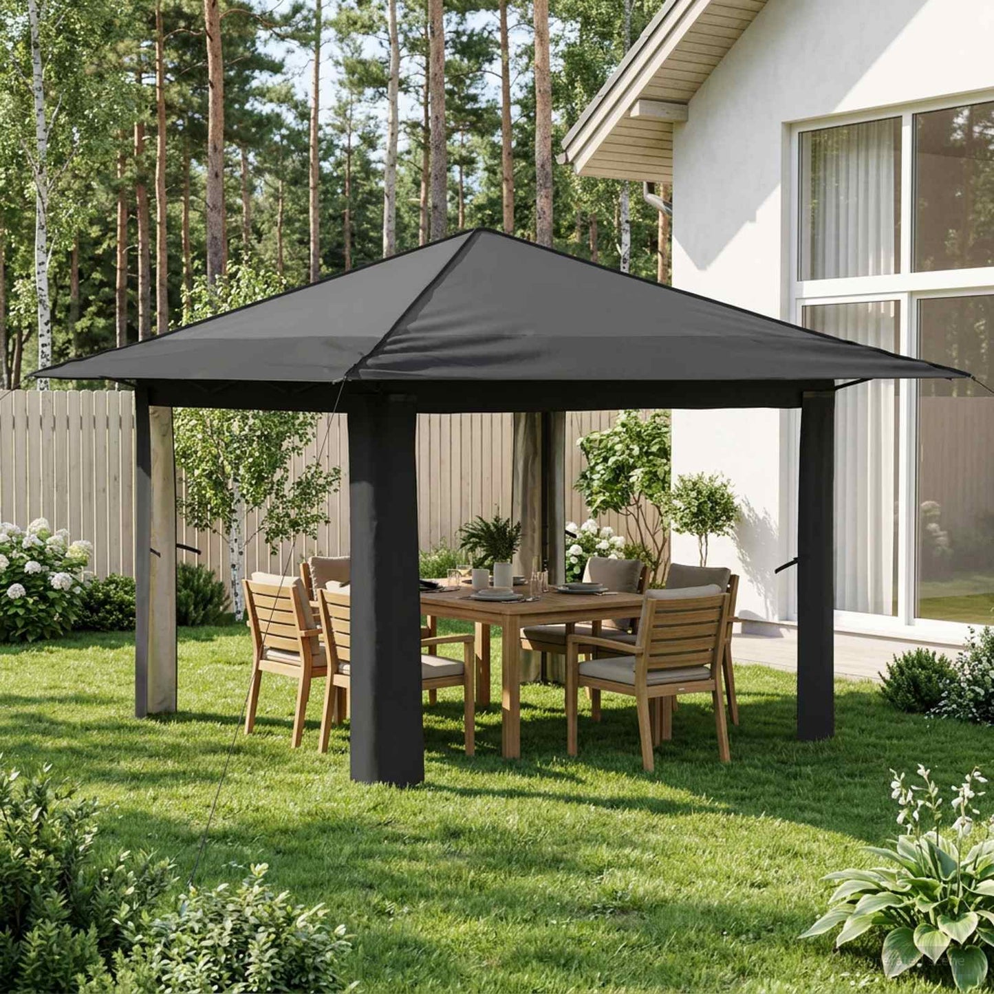 Gazebo ohne Seitenwand Hellgrau und Anthrazit
