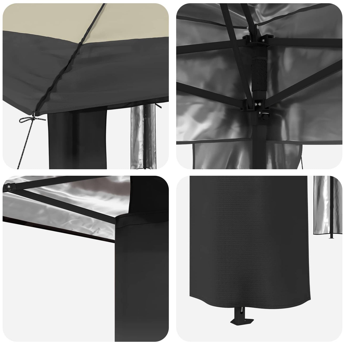 Gazebo ohne Seitenwand Creme und Anthrazit