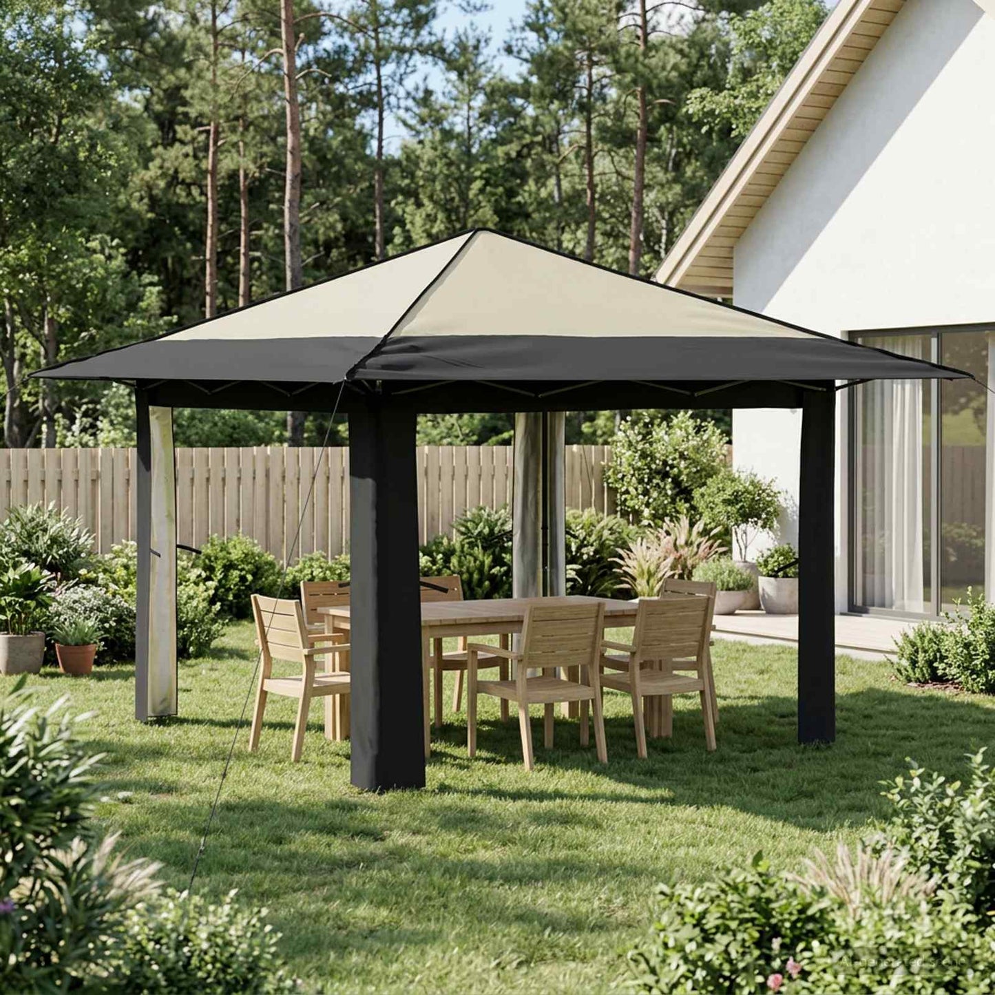 Gazebo ohne Seitenwand Creme und Anthrazit