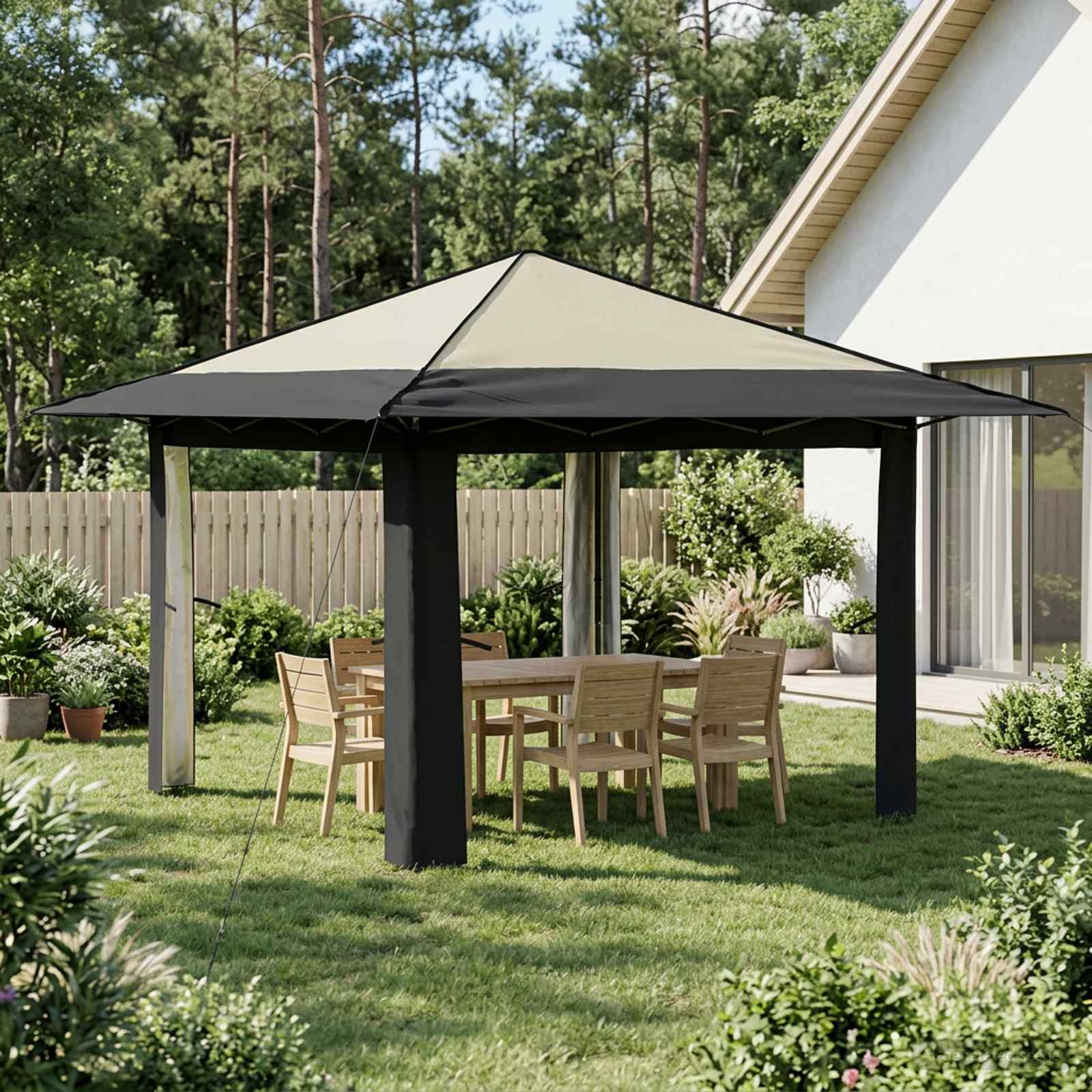 Gazebo ohne Seitenwand Creme und Anthrazit