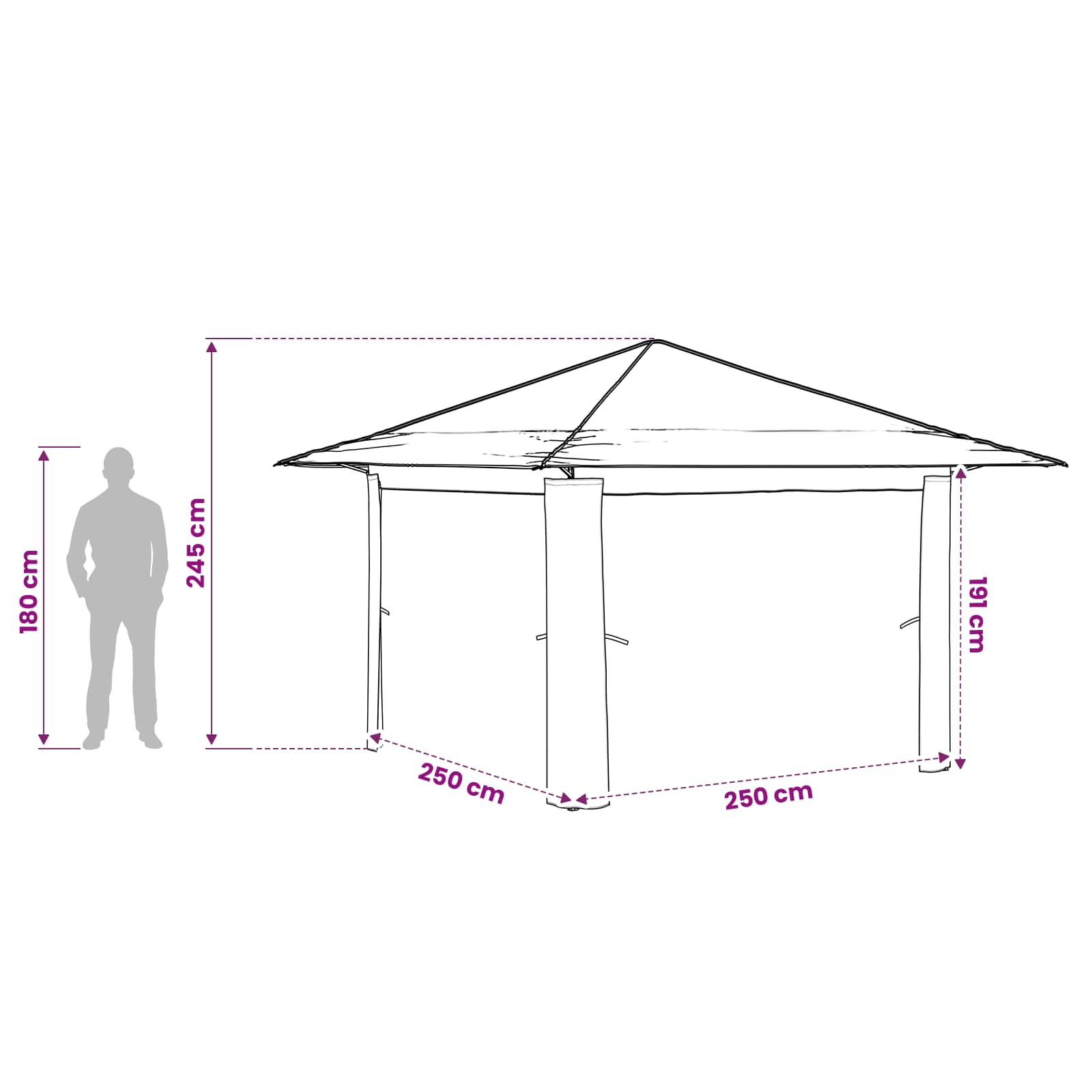 Gazebo ohne Seitenwand Creme und Anthrazit