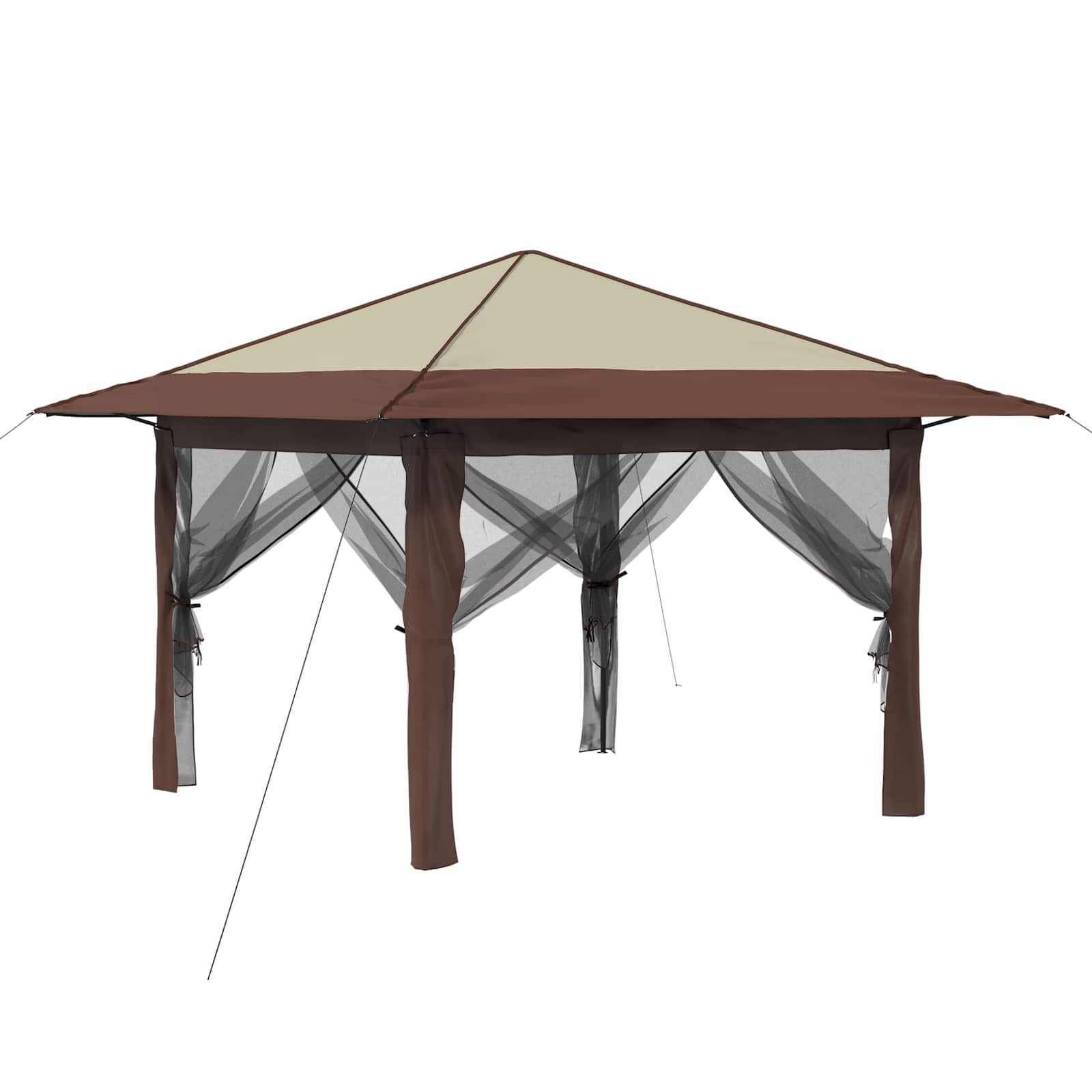 Gazebo mit 4 Seitenwänden Creme und Braun
