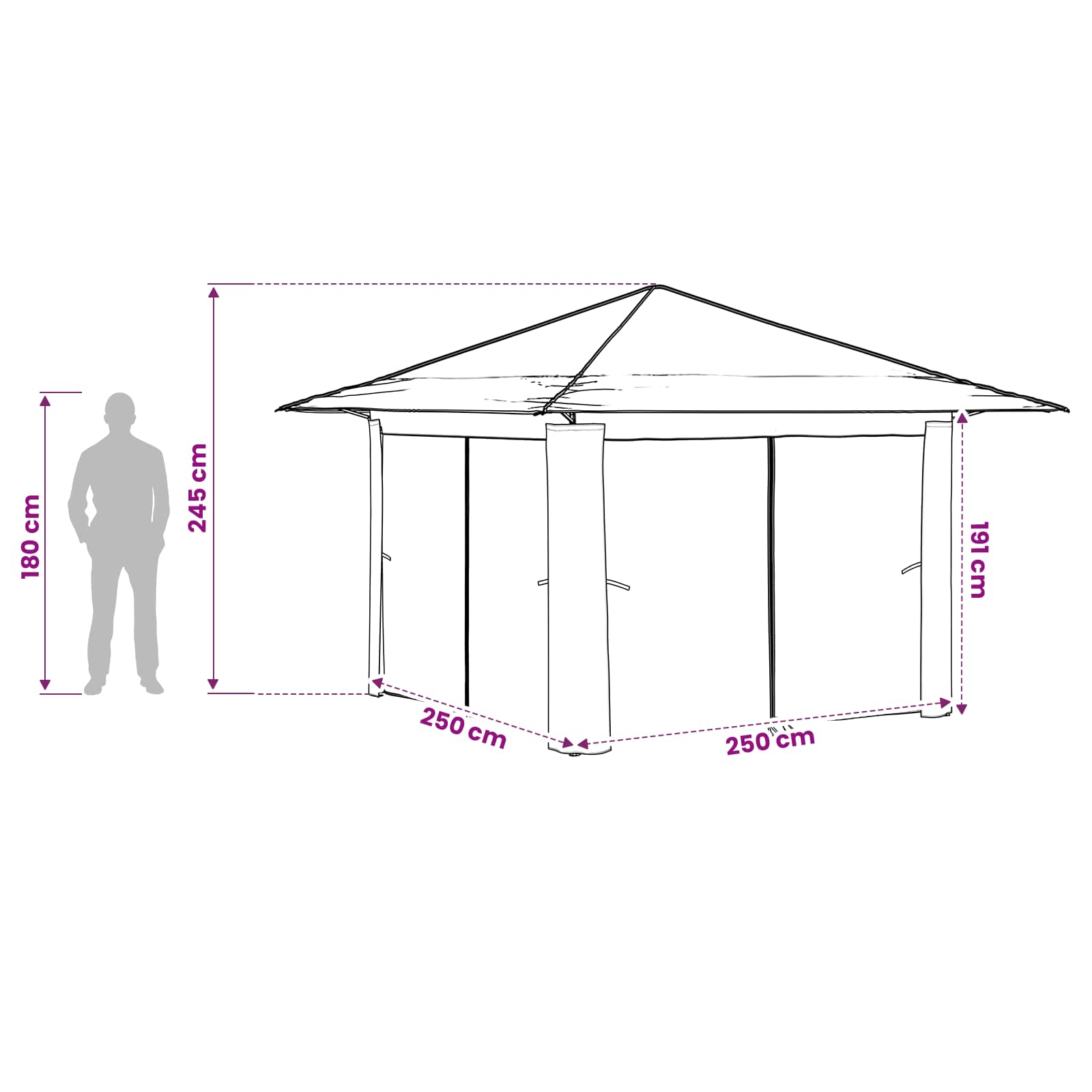 Gazebo mit 4 Seitenwänden Creme und Braun