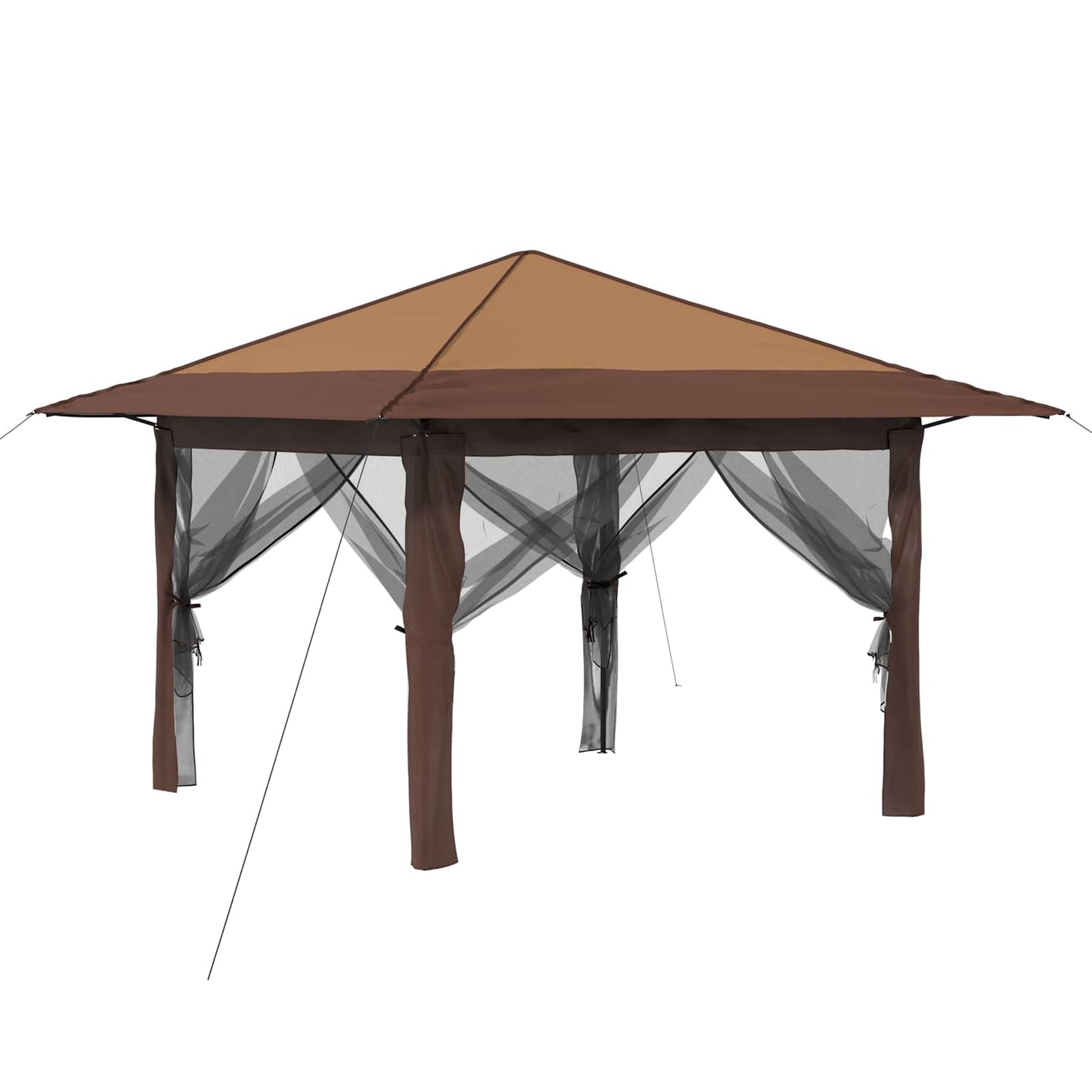 Gazebo mit 4 Seitenwänden 3,3 x 3,3 m Beige und Braun