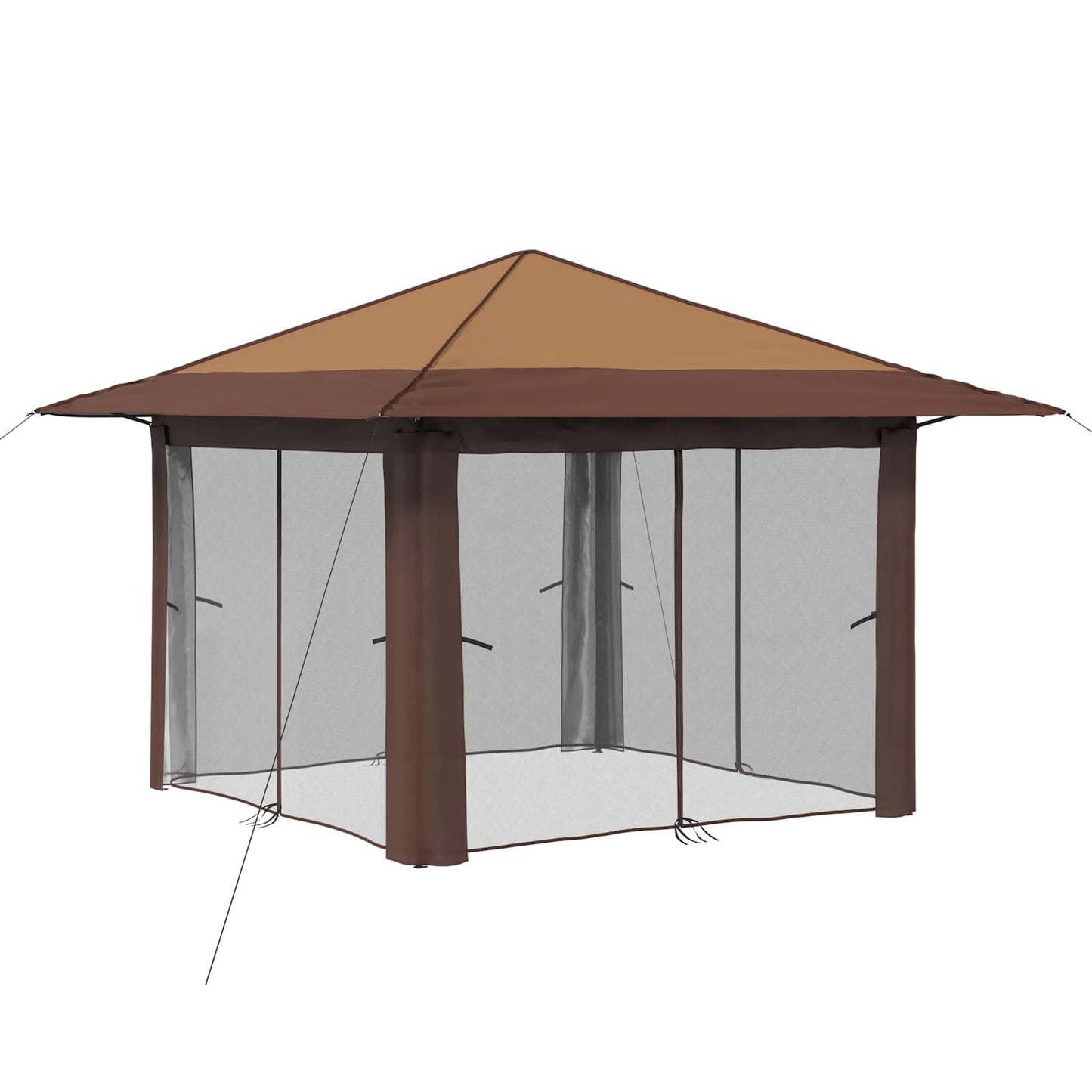 Gazebo mit 4 Seitenwänden 3,3 x 3,3 m Beige und Braun