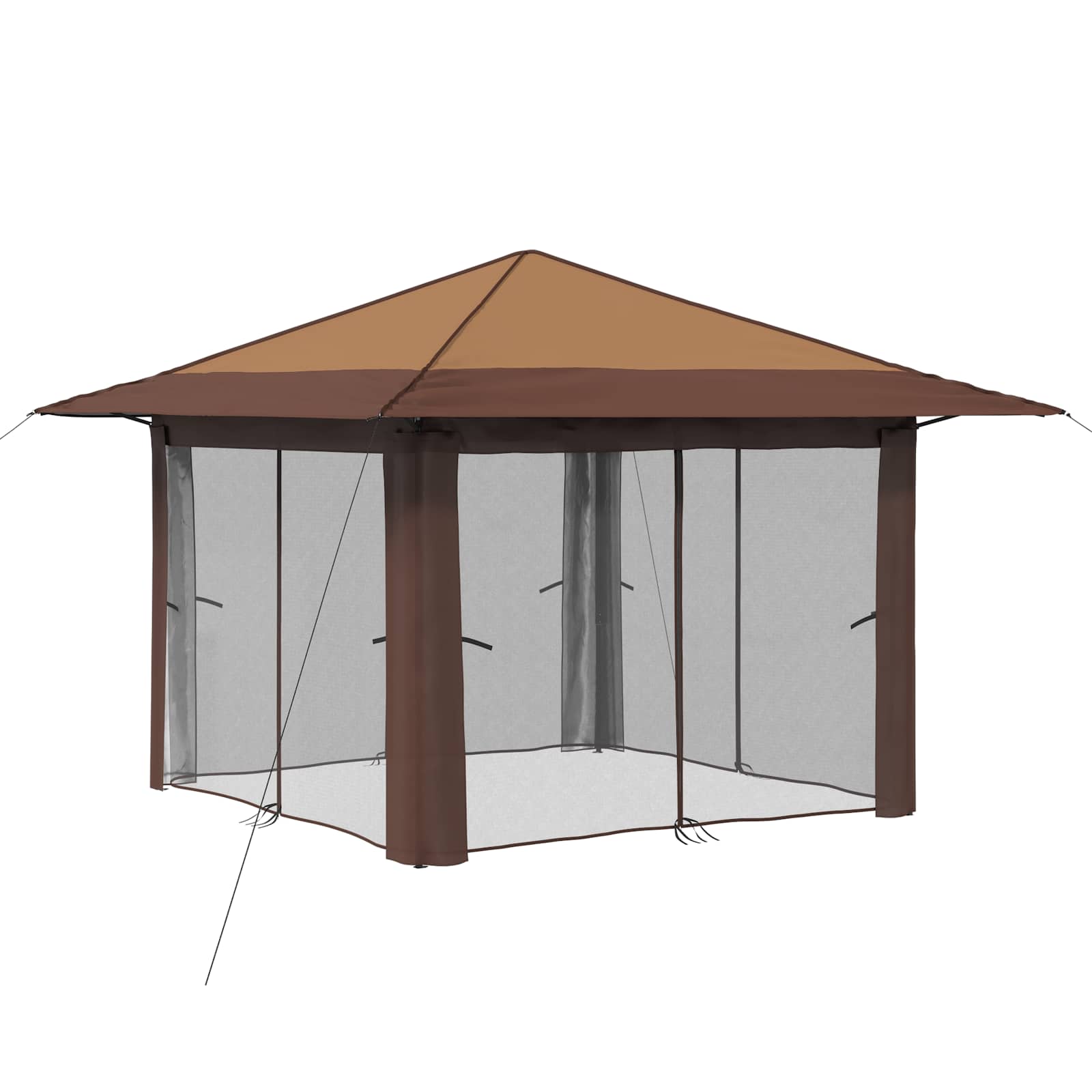 Gazebo mit 4 Seitenwänden 3,3 x 3,3 m Beige und Braun