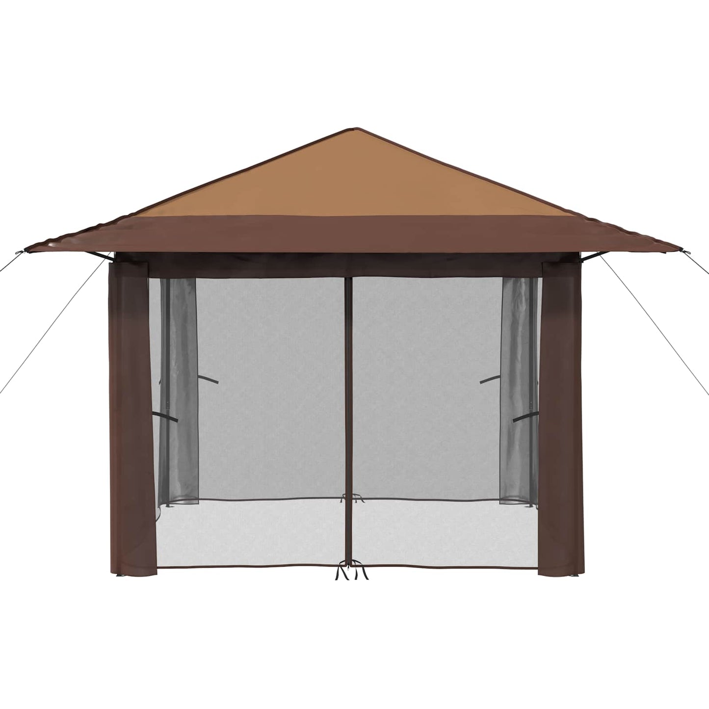 Gazebo mit 4 Seitenwänden 3,3 x 3,3 m Beige und Braun