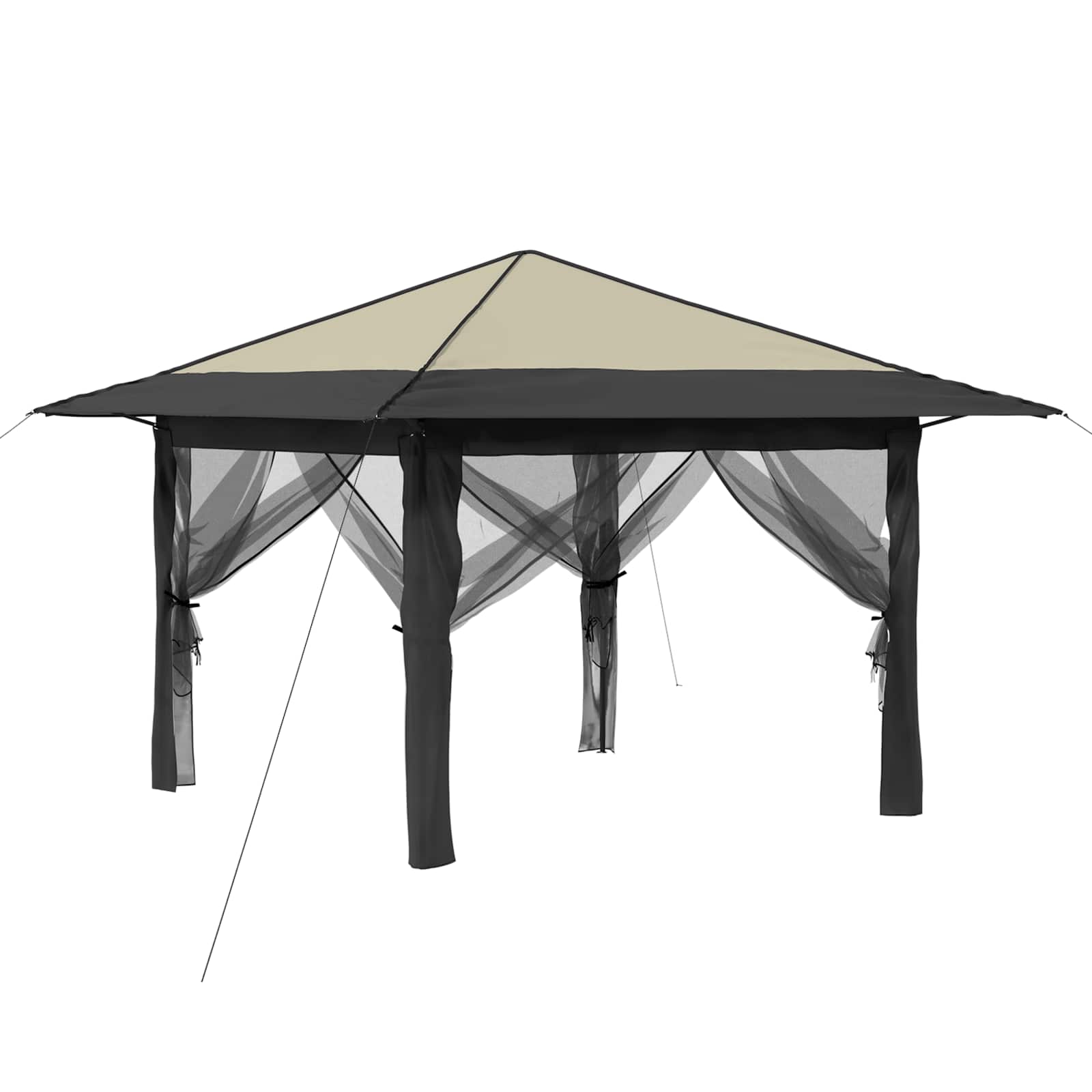Gazebo mit 4 Seitenwänden Creme und Anthrazit