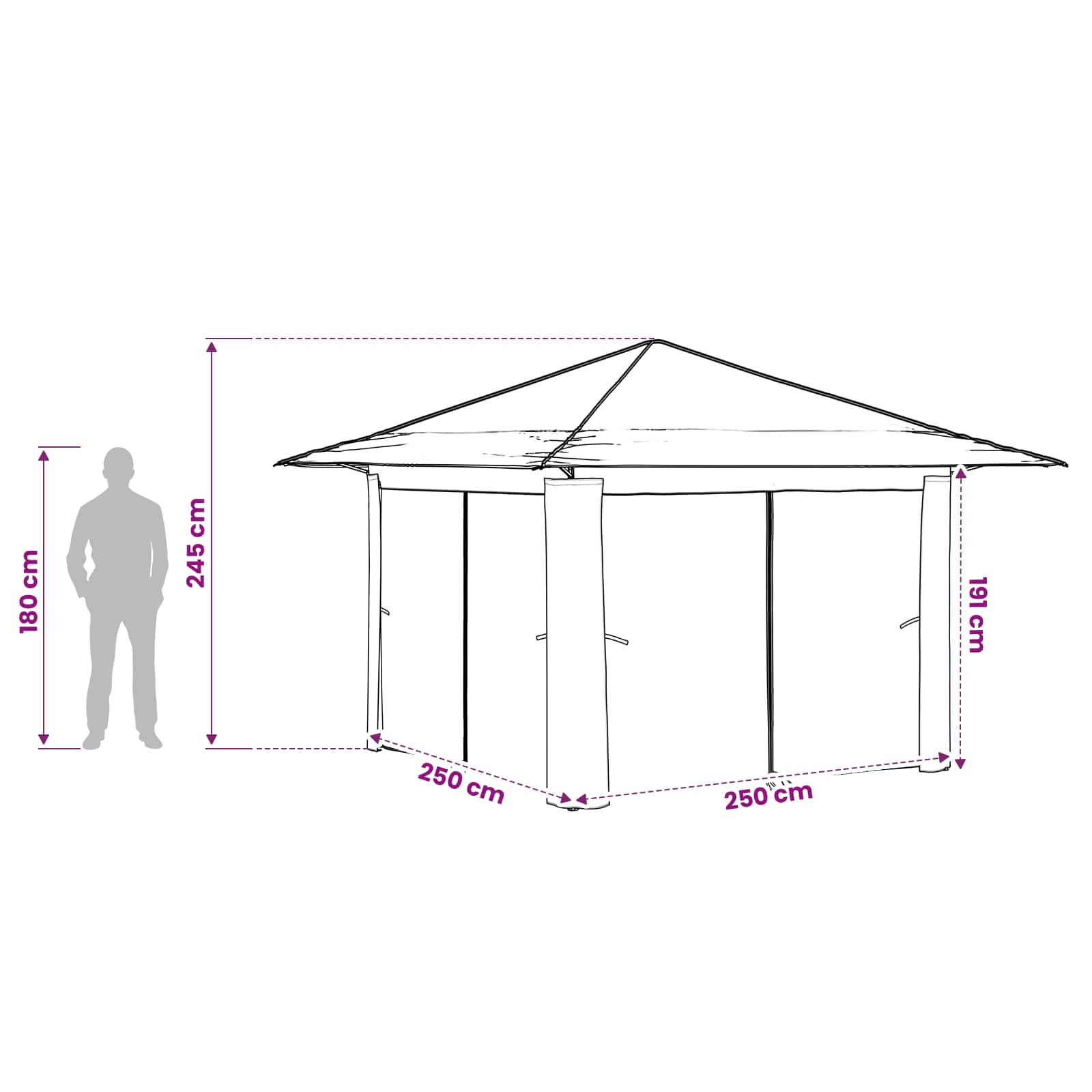 Gazebo mit 4 Seitenwänden Creme und Anthrazit