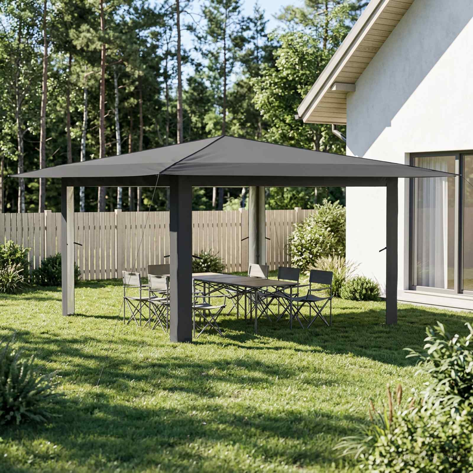 Pavillon ohne Seitenwand 4 x 4 m Hellgrau und Anthrazit