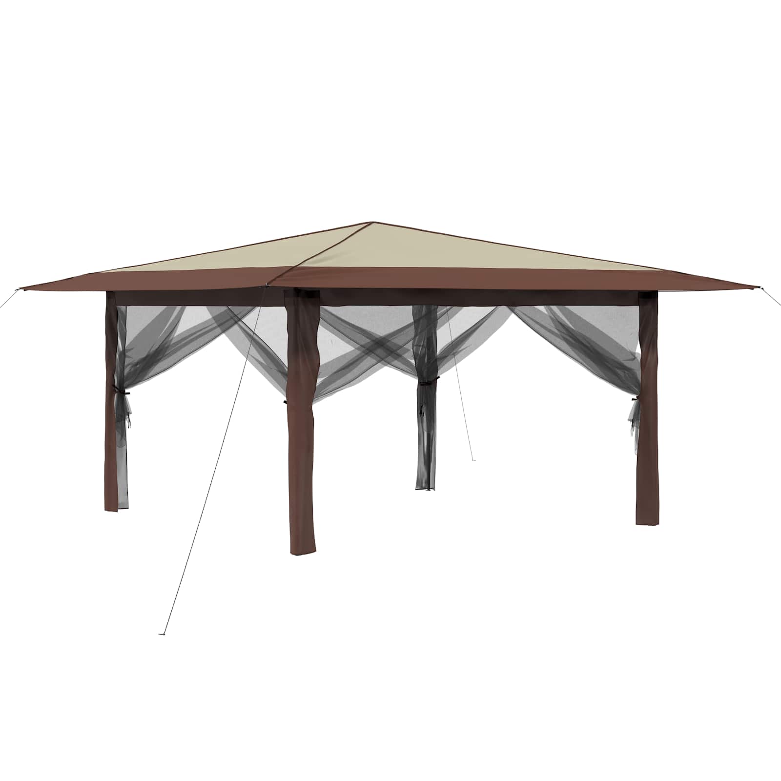 Pavillon mit 4 Seitenwänden 4 x 4 m Creme und Braun