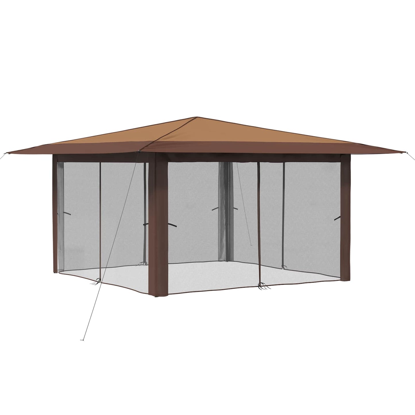 Pavillon mit 4 Seitenwänden 4 x 4 m Beige und Braun