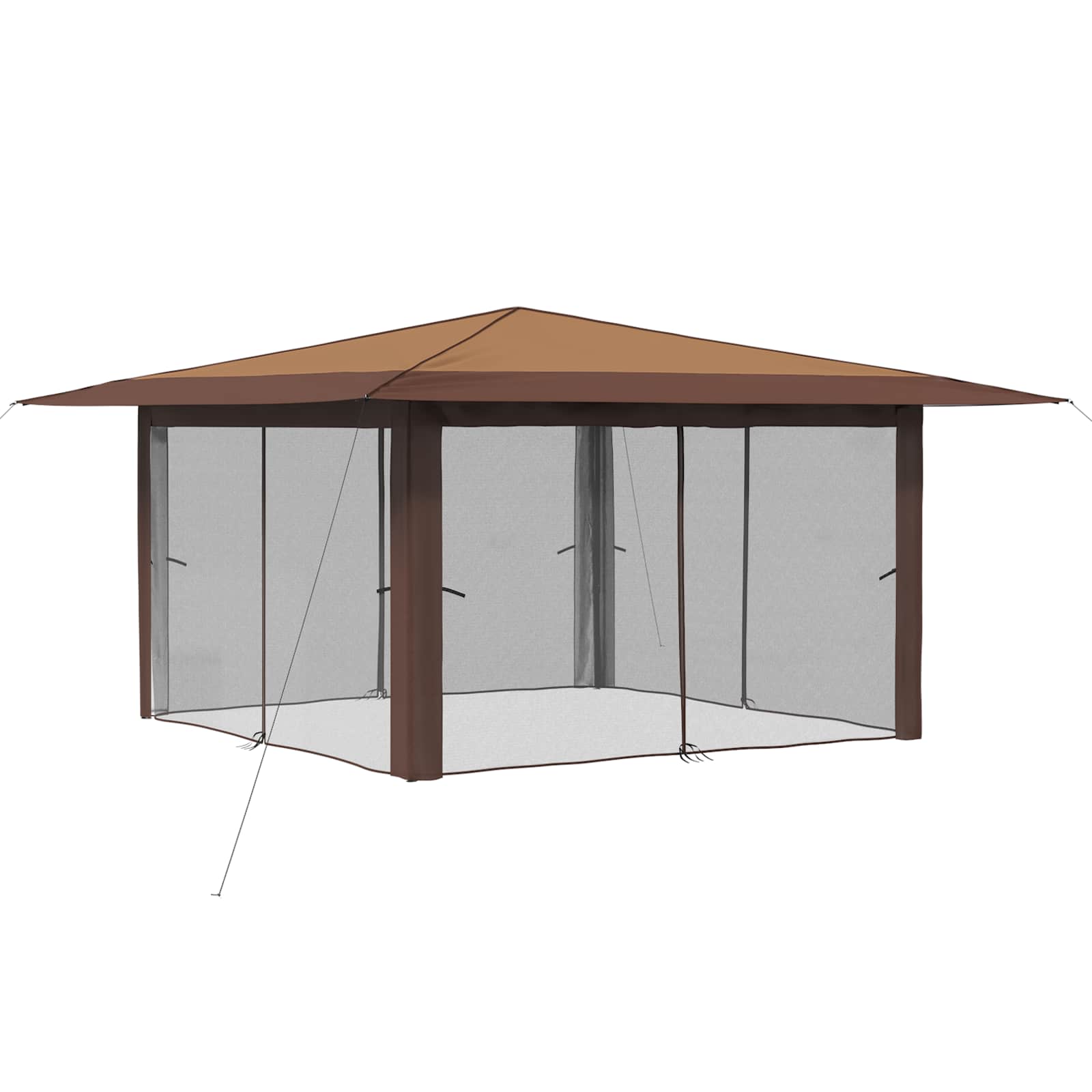 Pavillon mit 4 Seitenwänden 4 x 4 m Beige und Braun