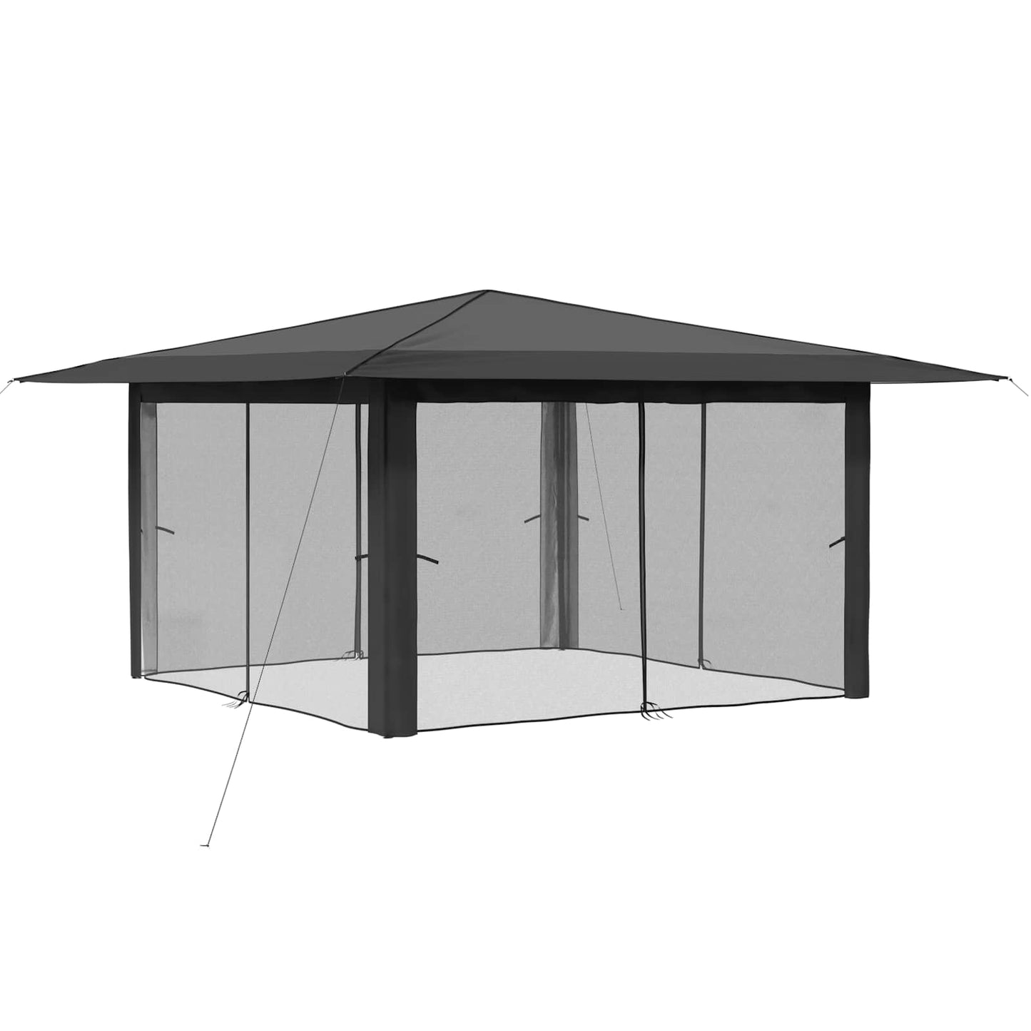 Pavillon mit 4 Seitenwänden 4 x 4 m Hellgrau und Anthrazit