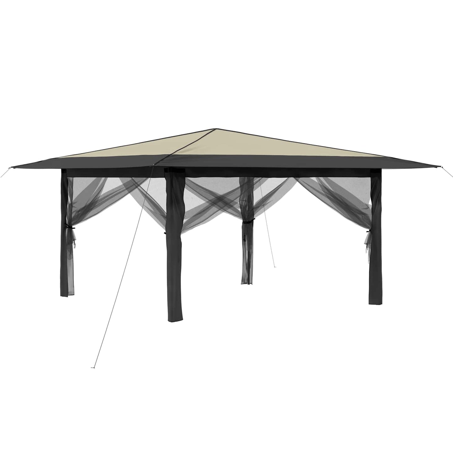 Pavillon mit 4 Seitenwänden 4 x 4 m Creme und Anthrazit