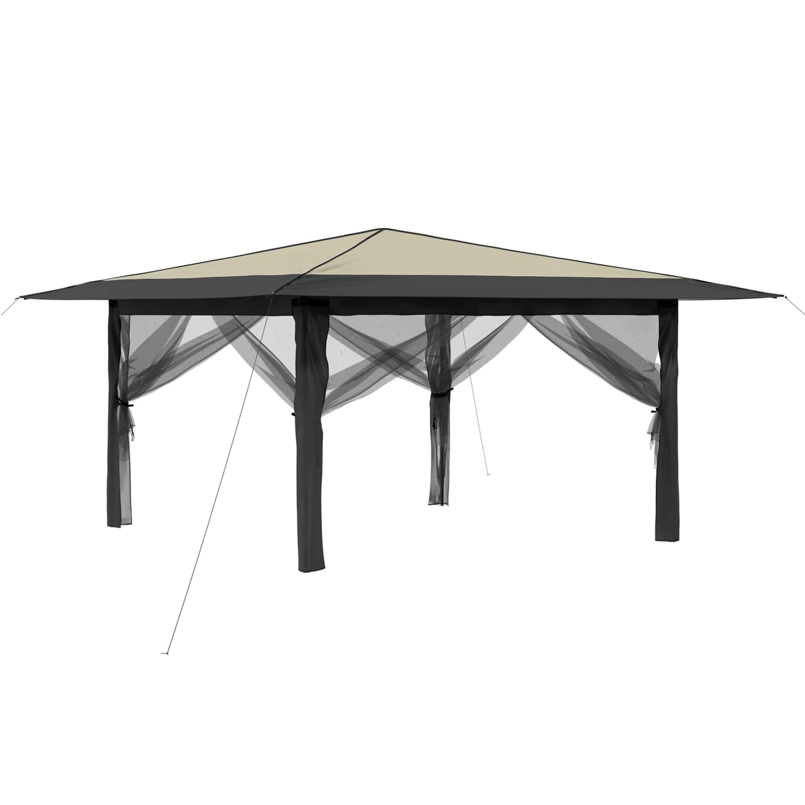 Pavillon mit 4 Seitenwänden 4 x 4 m Creme und Anthrazit