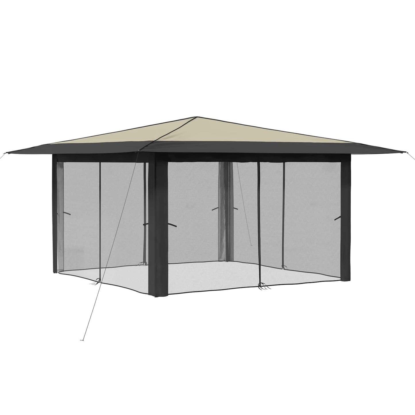 Pavillon mit 4 Seitenwänden 4 x 4 m Creme und Anthrazit