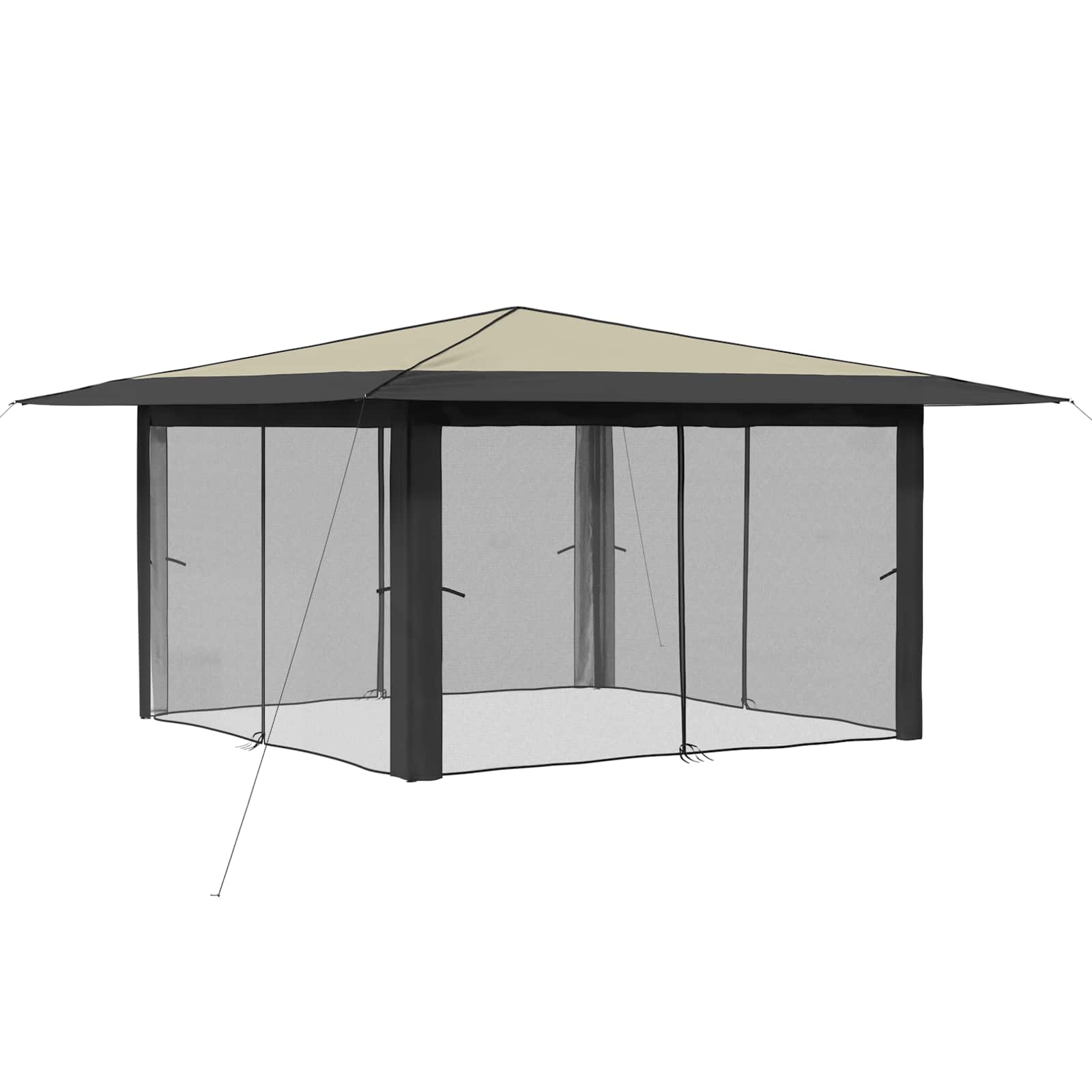 Pavillon mit 4 Seitenwänden 4 x 4 m Creme und Anthrazit