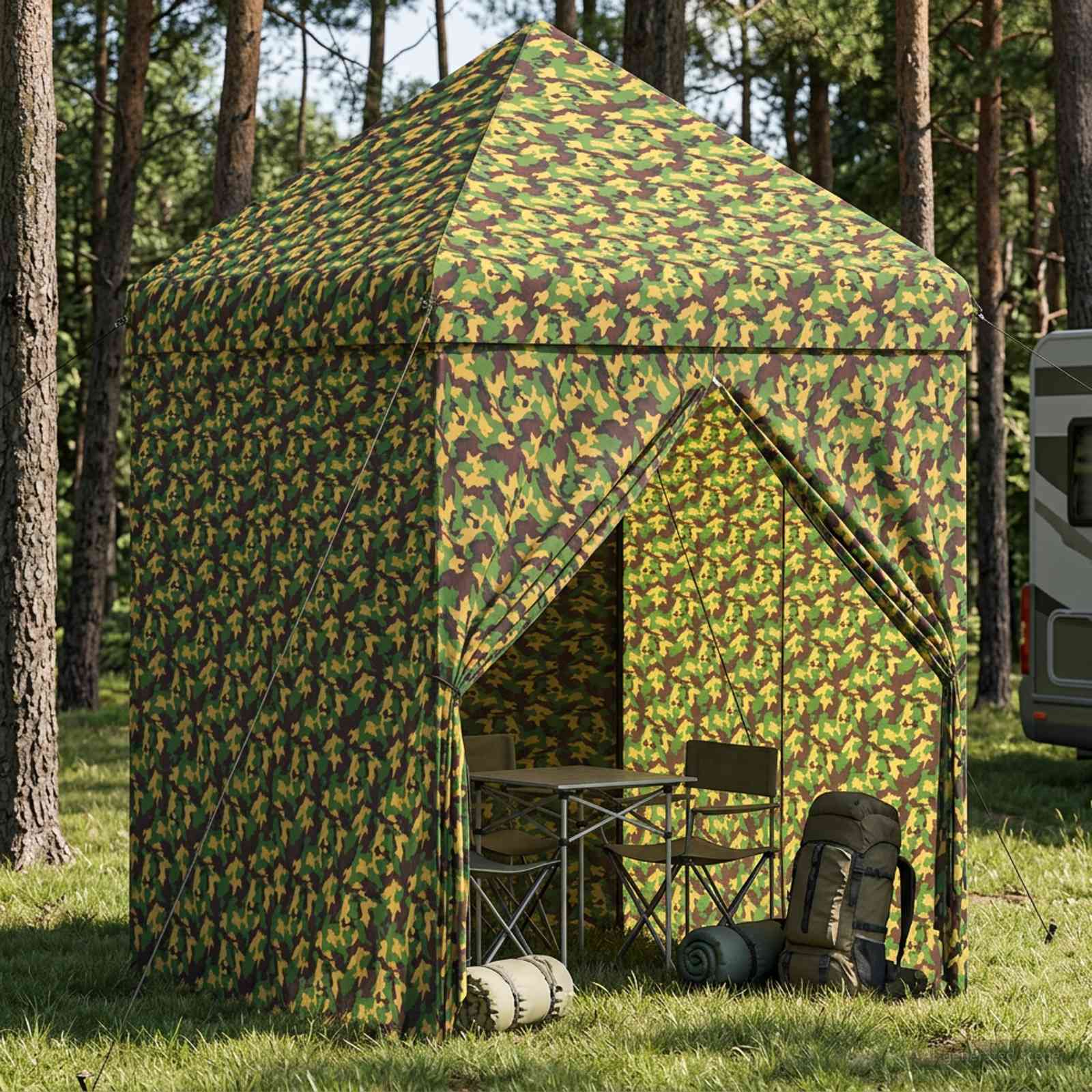 Zelt mit 4 Seitenwänden 2,9 x 2,9 m Army Tarnung