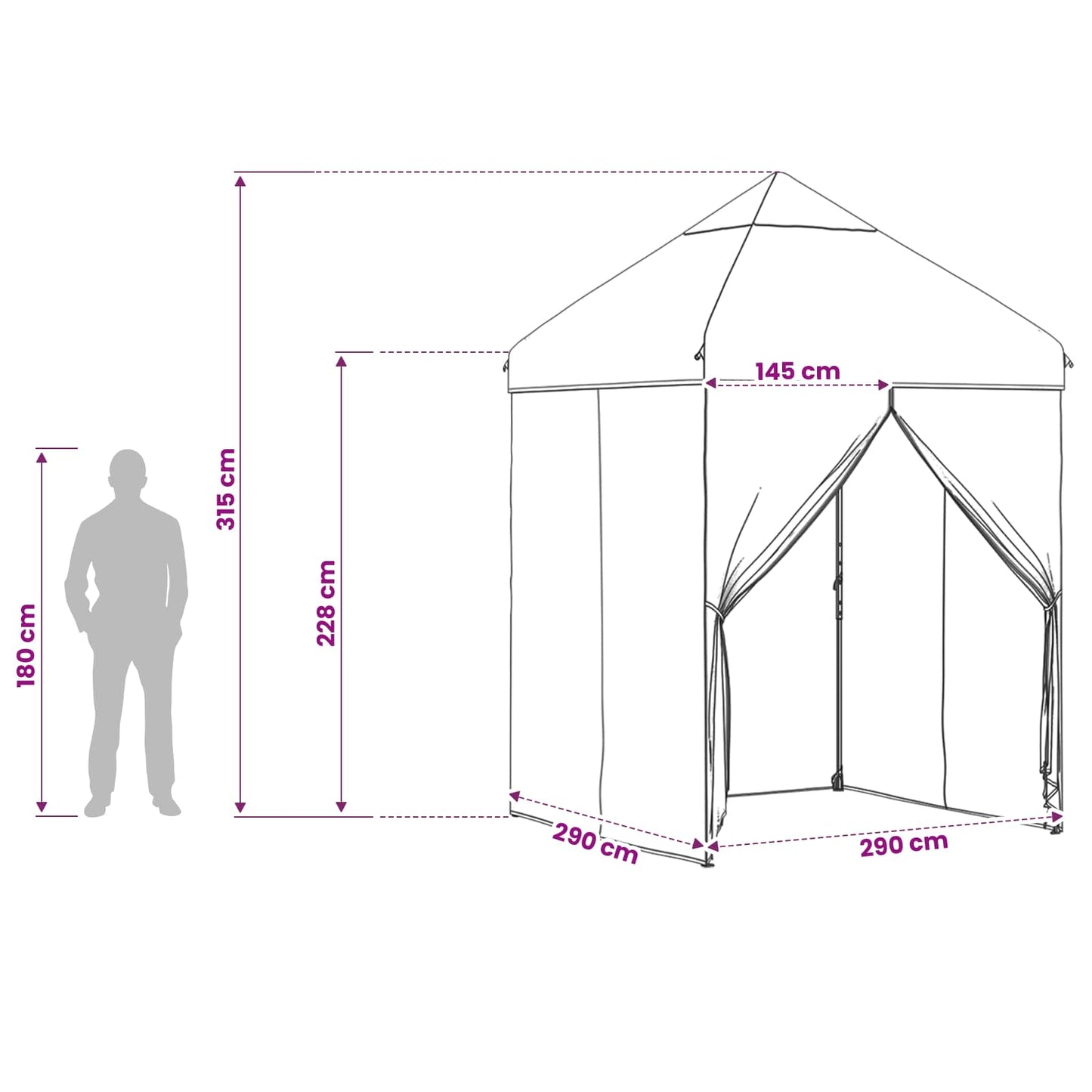 Zelt mit 4 Seitenwänden 2,9 x 2,9 m Army Tarnung