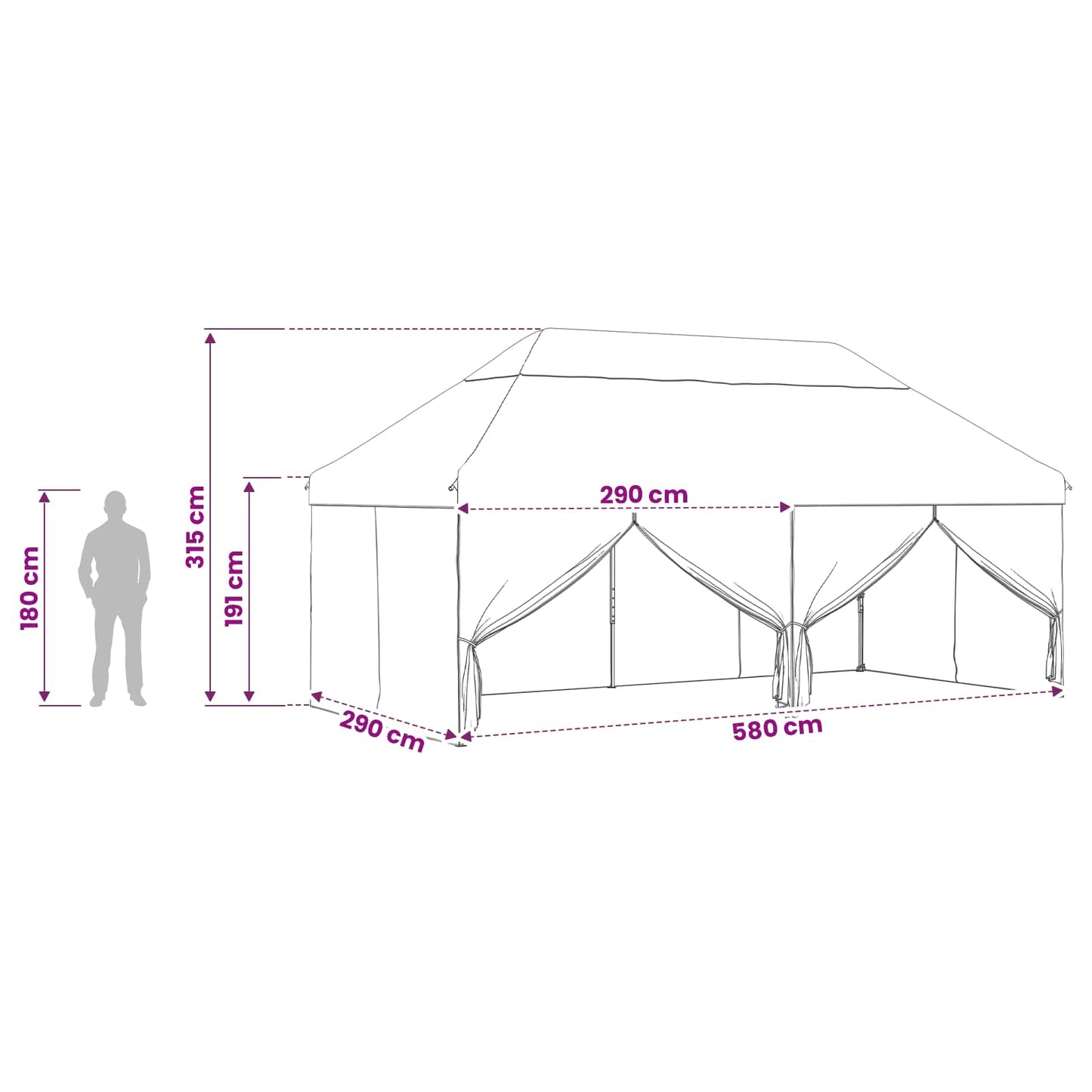 Zelt mit 4 Seitenwänden 2,9 x 5,8 m Army Tarnung