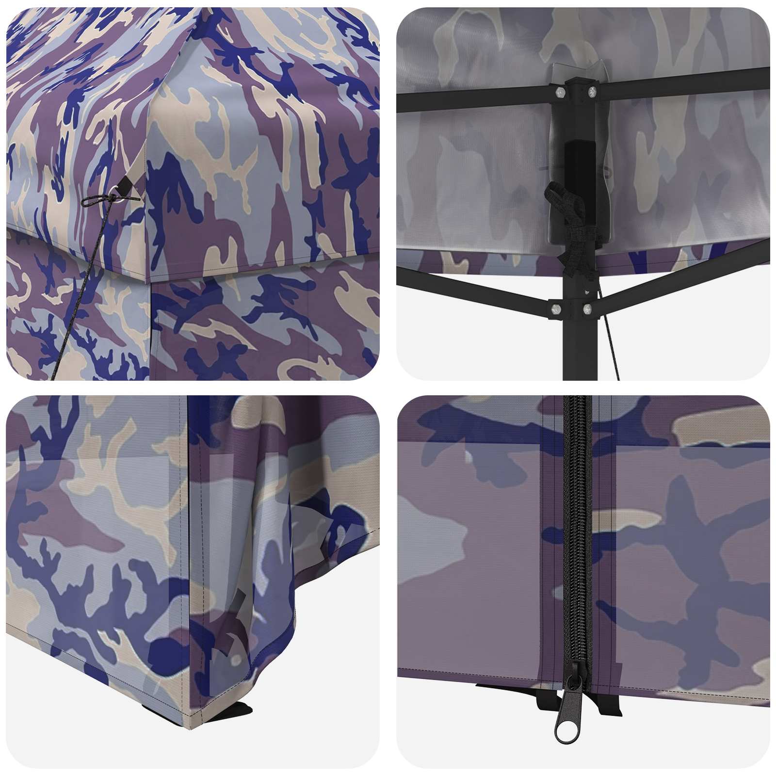 Pop-up Pavillon mit 4 Seitenwänden 2 x 2 m Blaue Camouflage