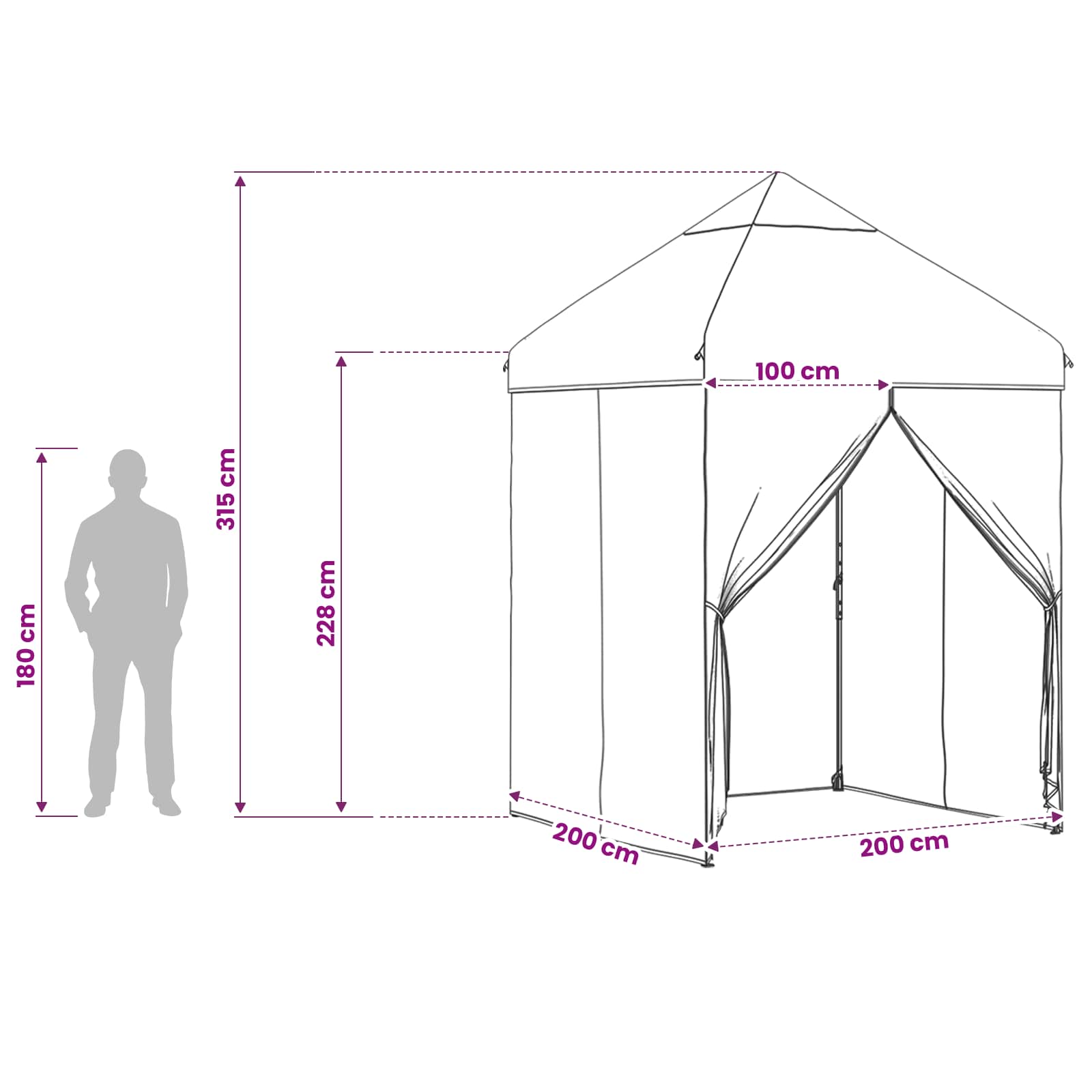 Pop-up Pavillon mit 4 Seitenwänden 2 x 2 m Blaue Camouflage