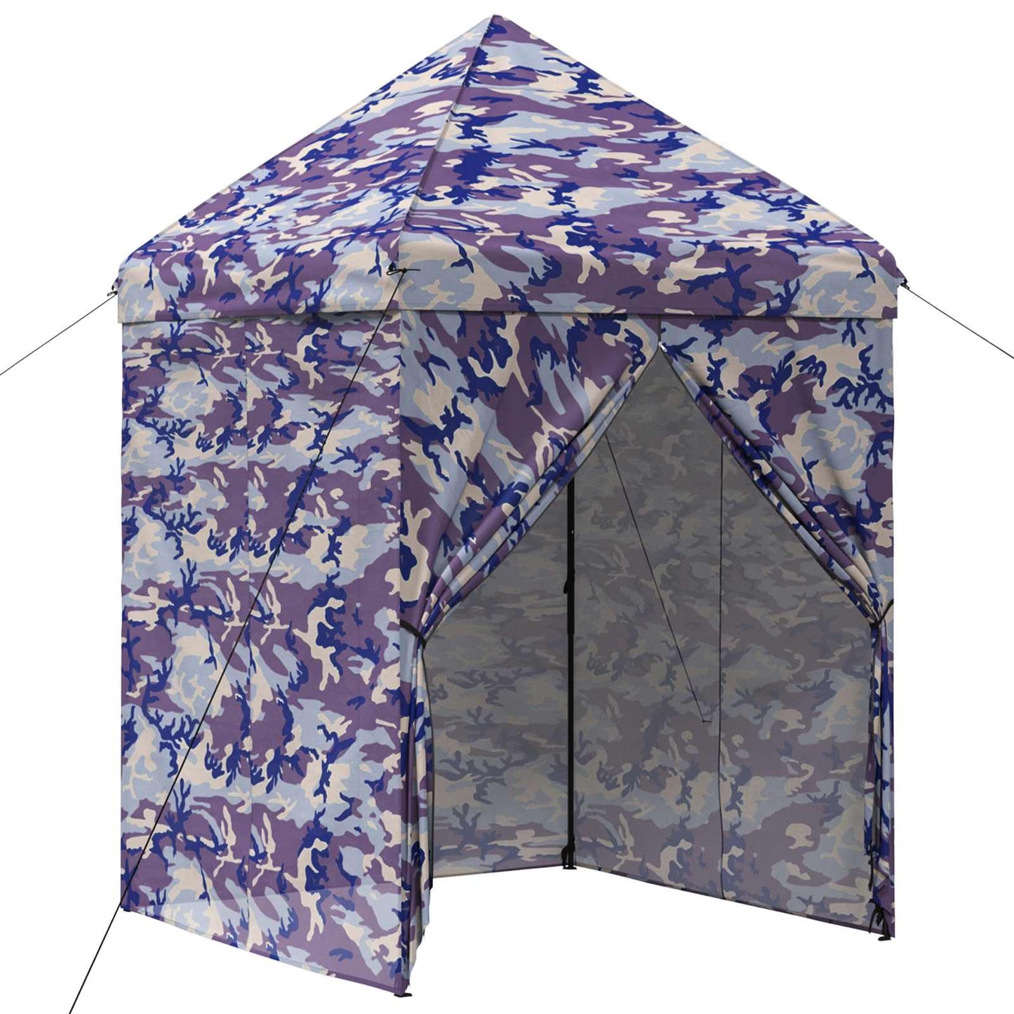 Pop-up Pavillon mit 4 Seitenwänden 2,9 x 2,9 m Blaue Camouflage