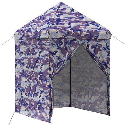 Pop-up Pavillon mit 4 Seitenwänden 2,9 x 2,9 m Blaue Camouflage