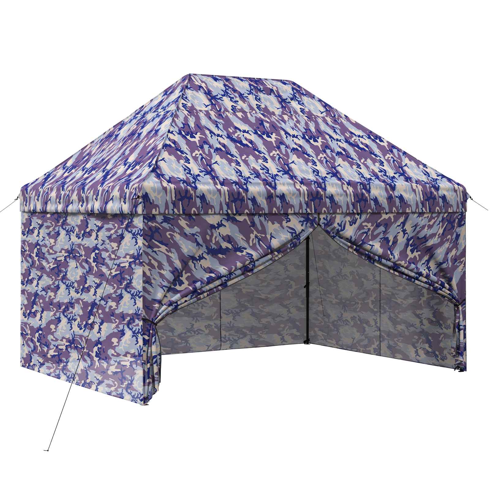 Pop-up Pavillon mit 4 Seitenwänden 2,9 x 4,3 m Blaue Camouflage