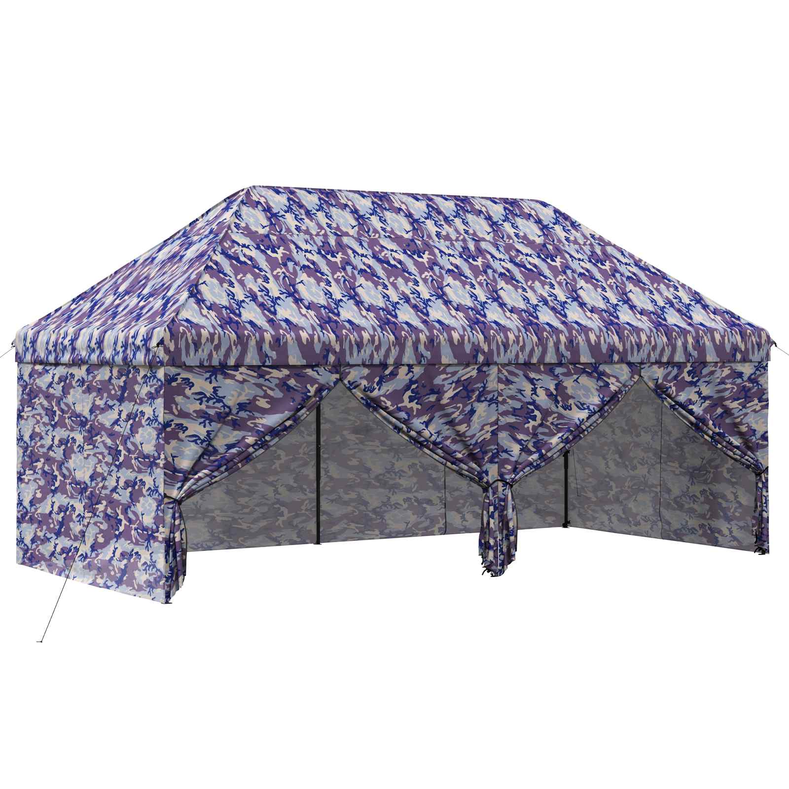 Pop-up Pavillon mit 4 Seitenwänden 3 x 6 m Blaue Camouflage