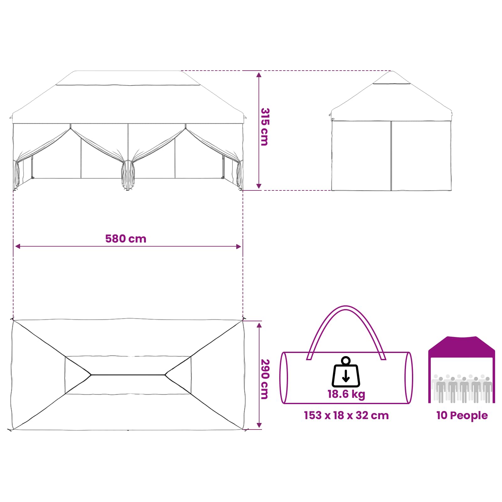 Pop-up Pavillon mit 4 Seitenwänden 3 x 6 m Blaue Camouflage