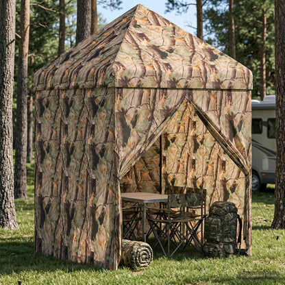 Pop-up Pavillon mit 4 Seitenwänden 3 x 3 m Wald-Tarnfarbe