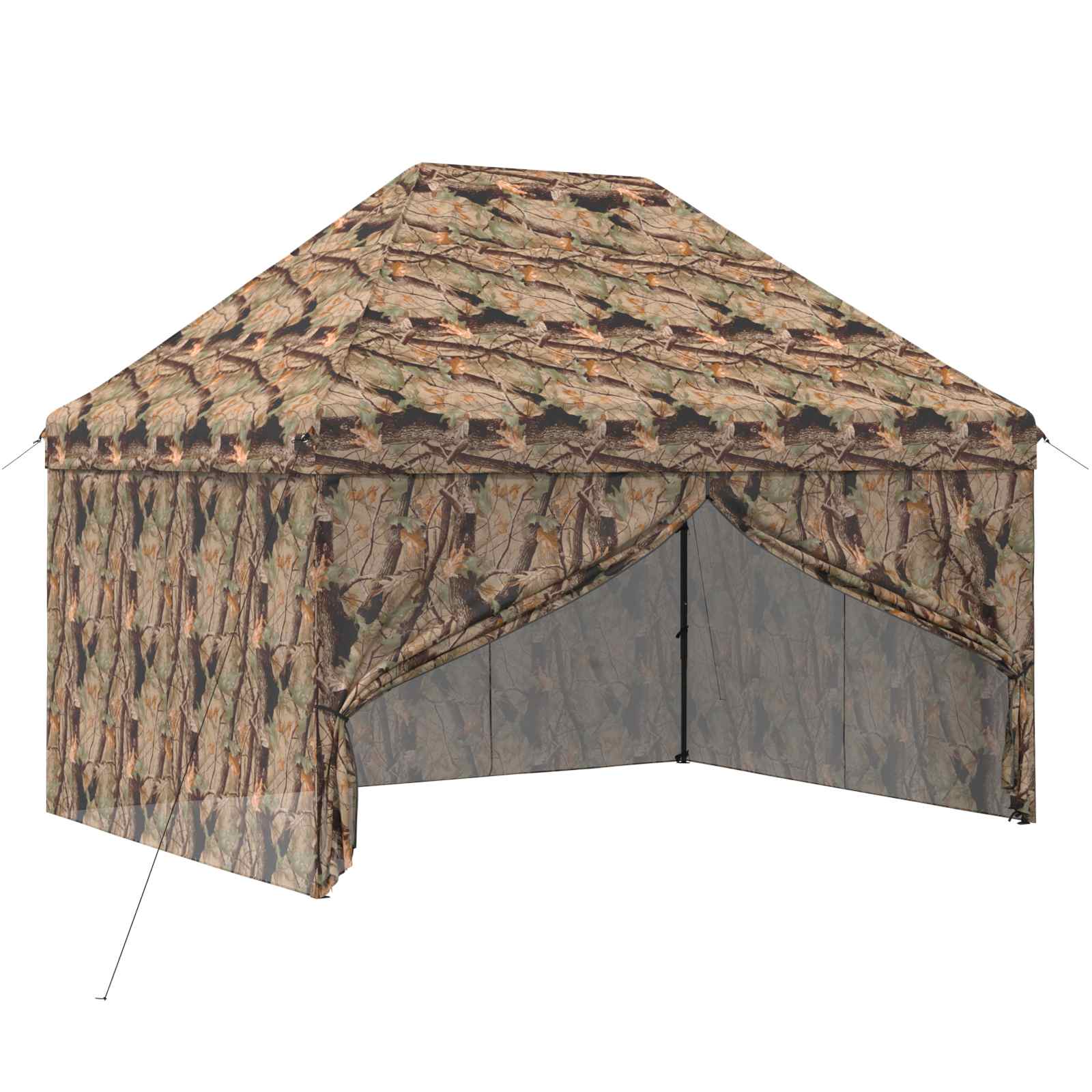 Pop-up Pavillon mit 4 Seitenwänden 3 x 4 m Wald-Tarnfarbe