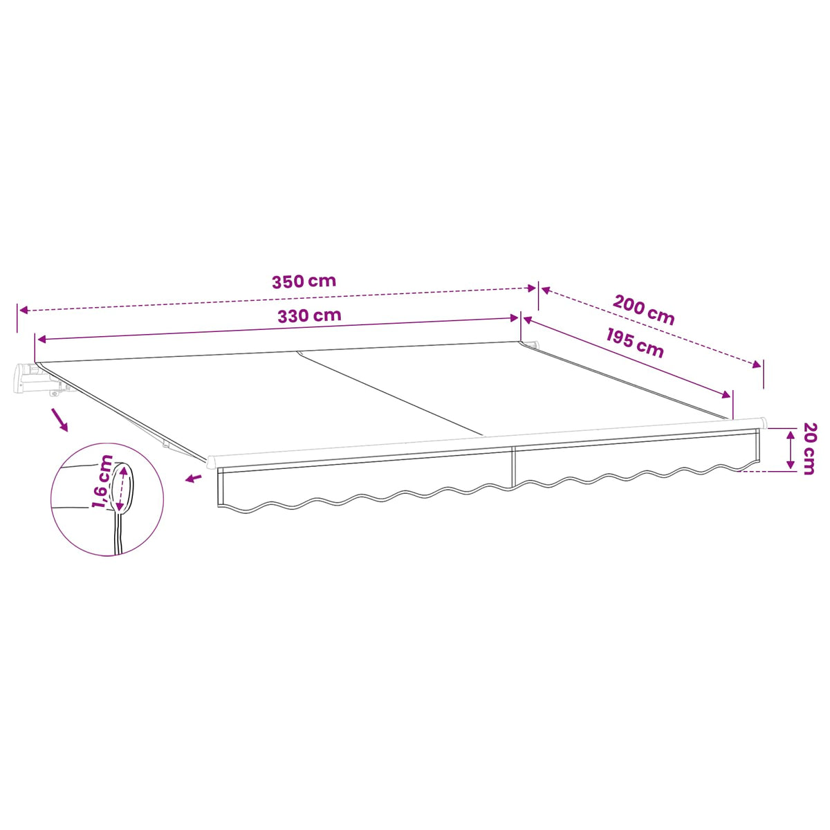 Ersatzbespannung für Markise 3,5x2 m Sand Polyester