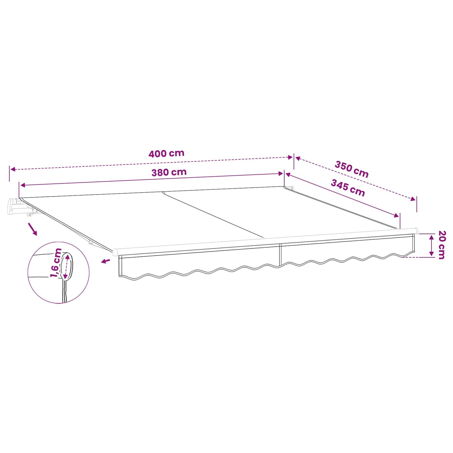 Ersatzbespannung für Markise 4 x 3,5 m Taupe Polyester