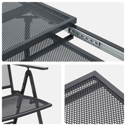 Garten Essgruppe 9 stk. Anthrazit Mesh und Stahl