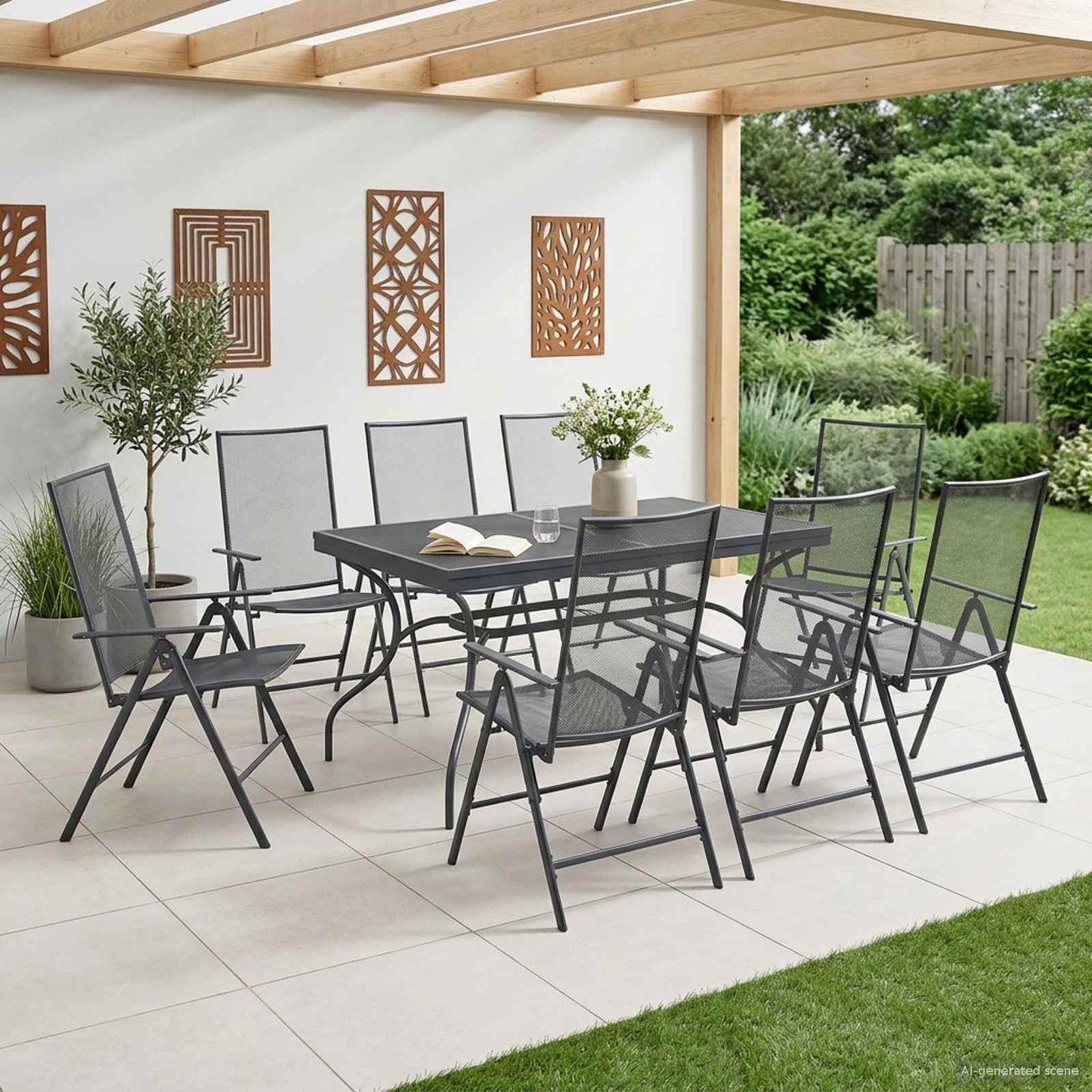 Garten Essgruppe 9 pcs Anthrazit 212 x 90 x 76 cm