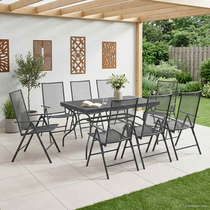 Garten Essgruppe 9 stk. Anthrazit Mesh und Stahl