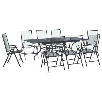 Garten Essgruppe 9 stk. Anthrazit Mesh und Stahl