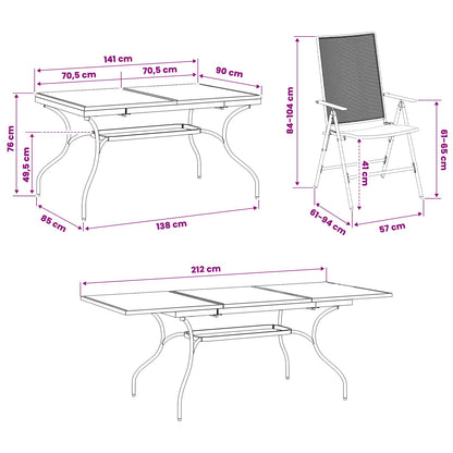 Garten Essgruppe 9 stk. Anthrazit Mesh und Stahl