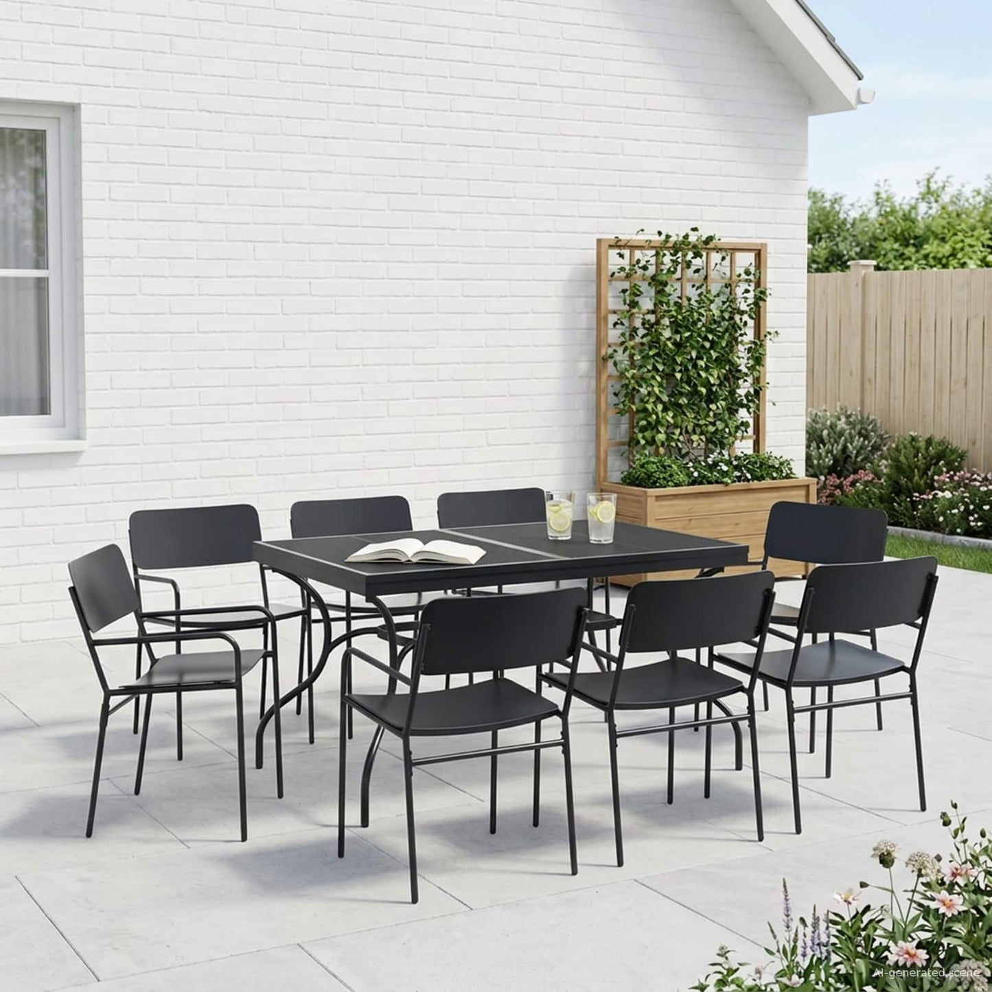 Garten Essgruppe 9 pcs Anthrazit Stahl