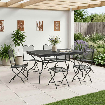 Garten Essgruppe 7 stk. Anthrazit Mesh und Stahl
