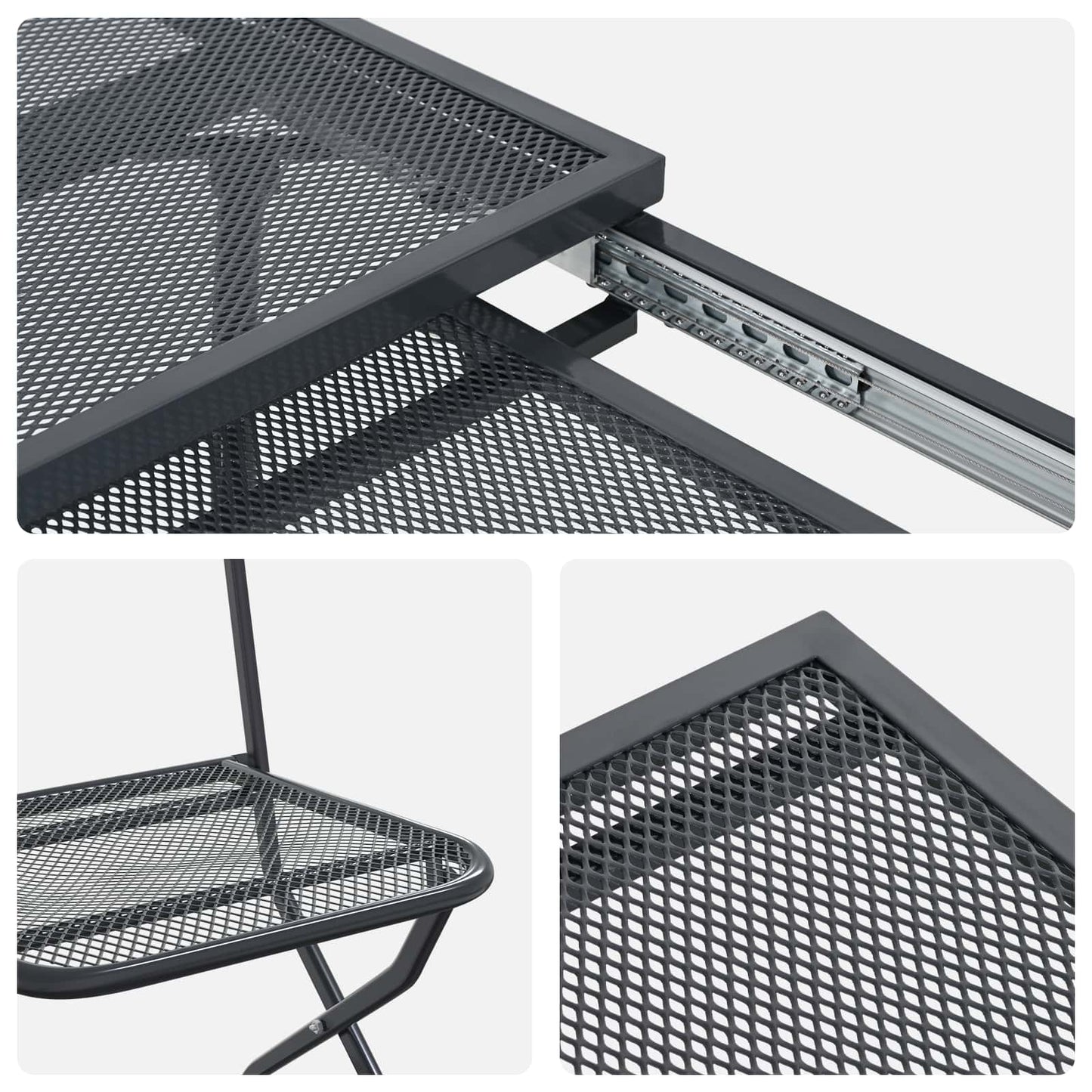 Garten Essgruppe 9 stk. Anthrazit Mesh und Stahl