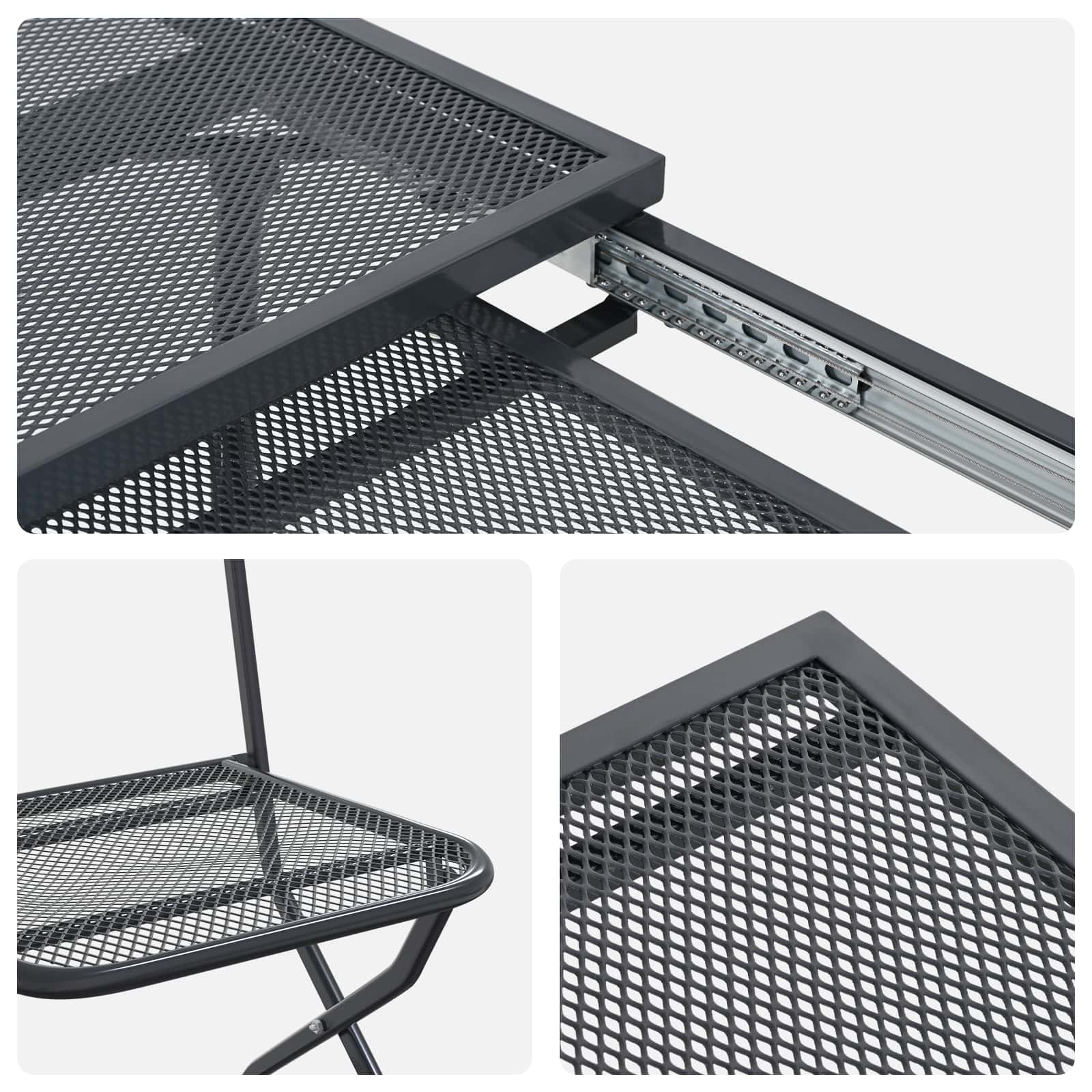 Garten Essgruppe 9 stk. Anthrazit Mesh und Stahl