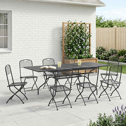 Garten Essgruppe 9 stk. Anthrazit Mesh und Stahl