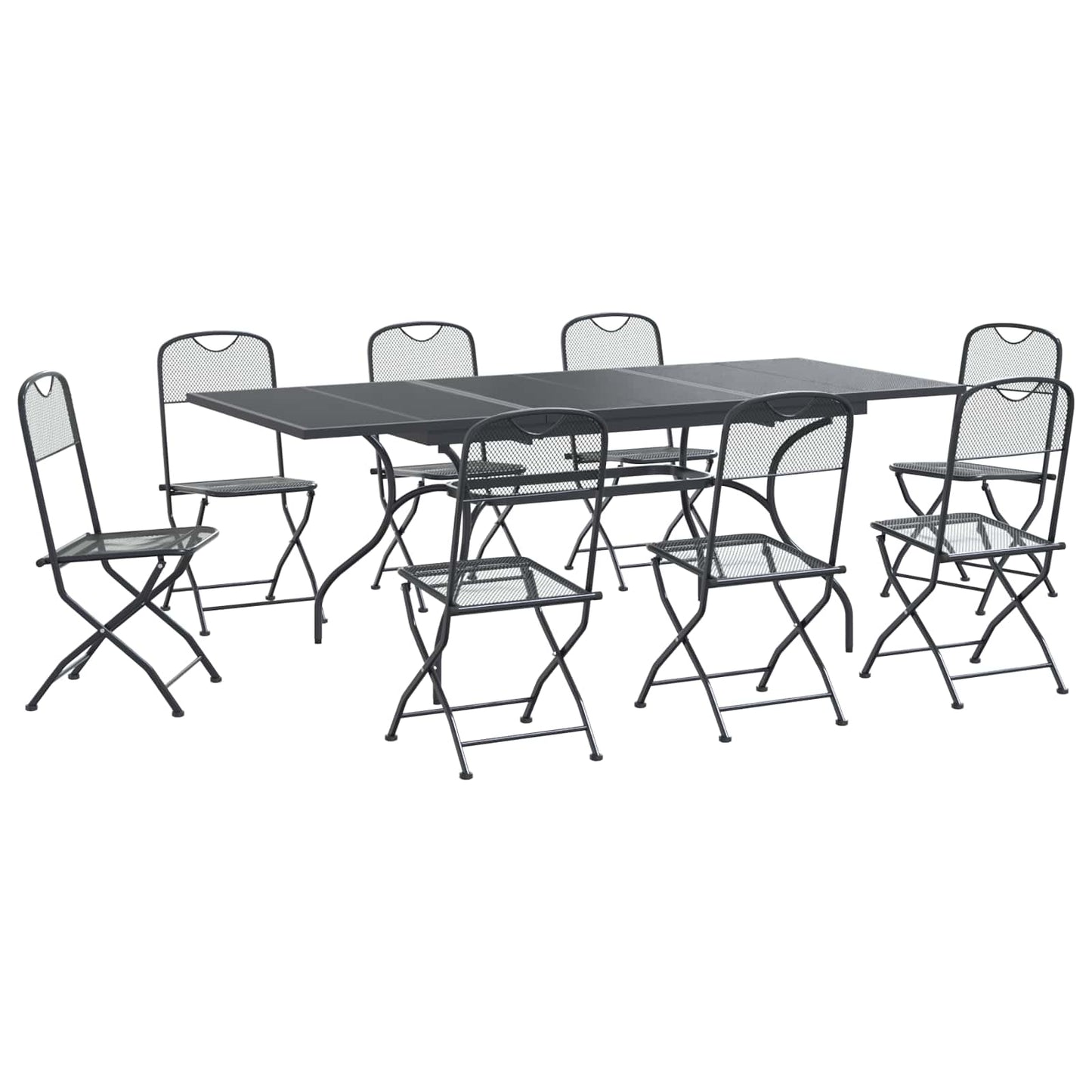 Garten Essgruppe 9 stk. Anthrazit Mesh und Stahl