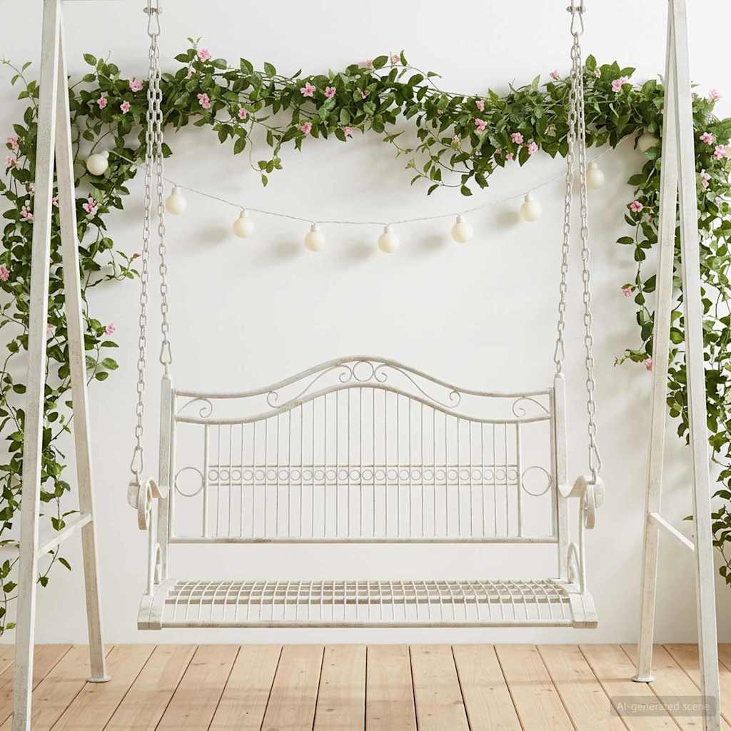Schaukelbank Stahl 115 x 61 x 63 cm Antik Weiß