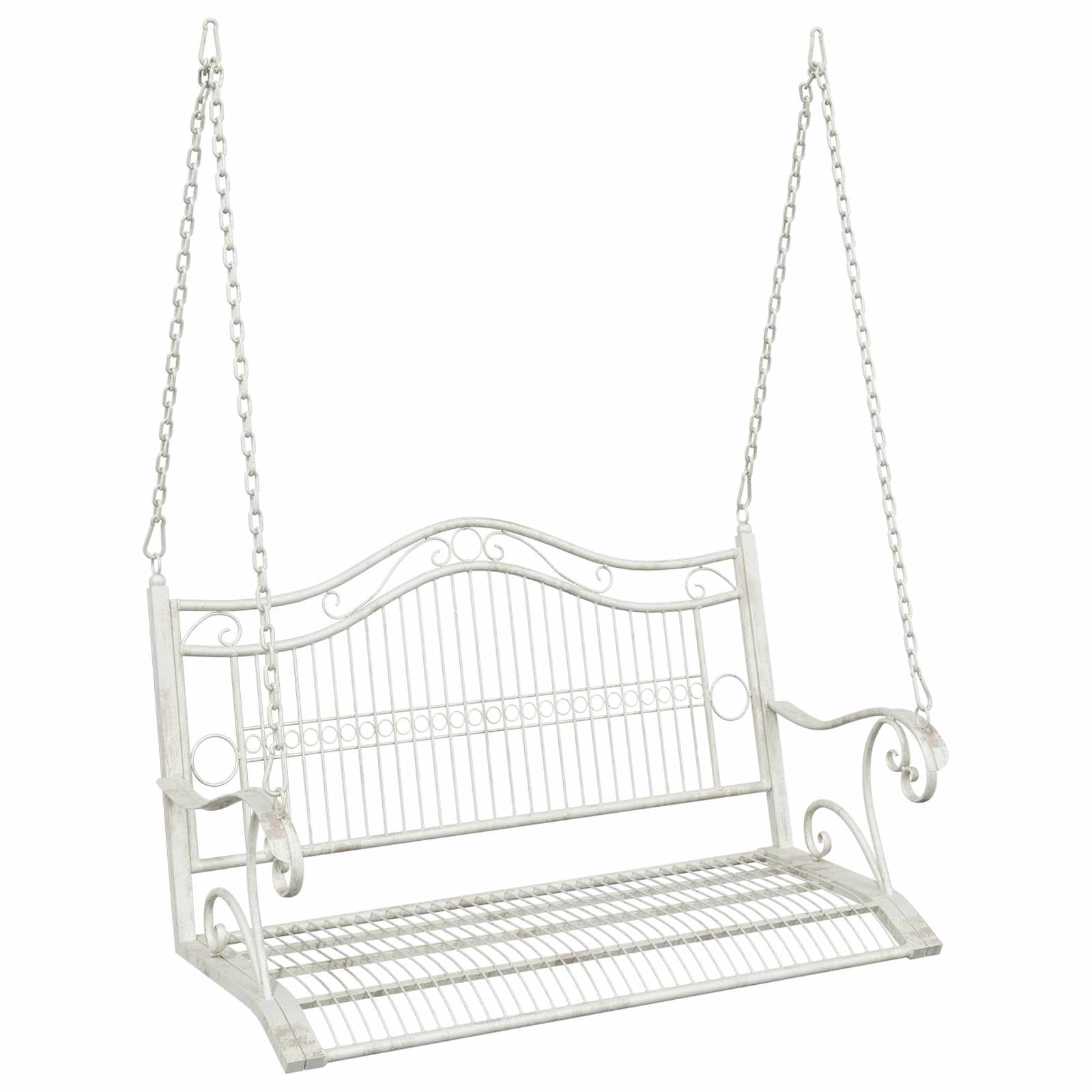Schaukelbank Stahl 115 x 61 x 63 cm Antik Weiß